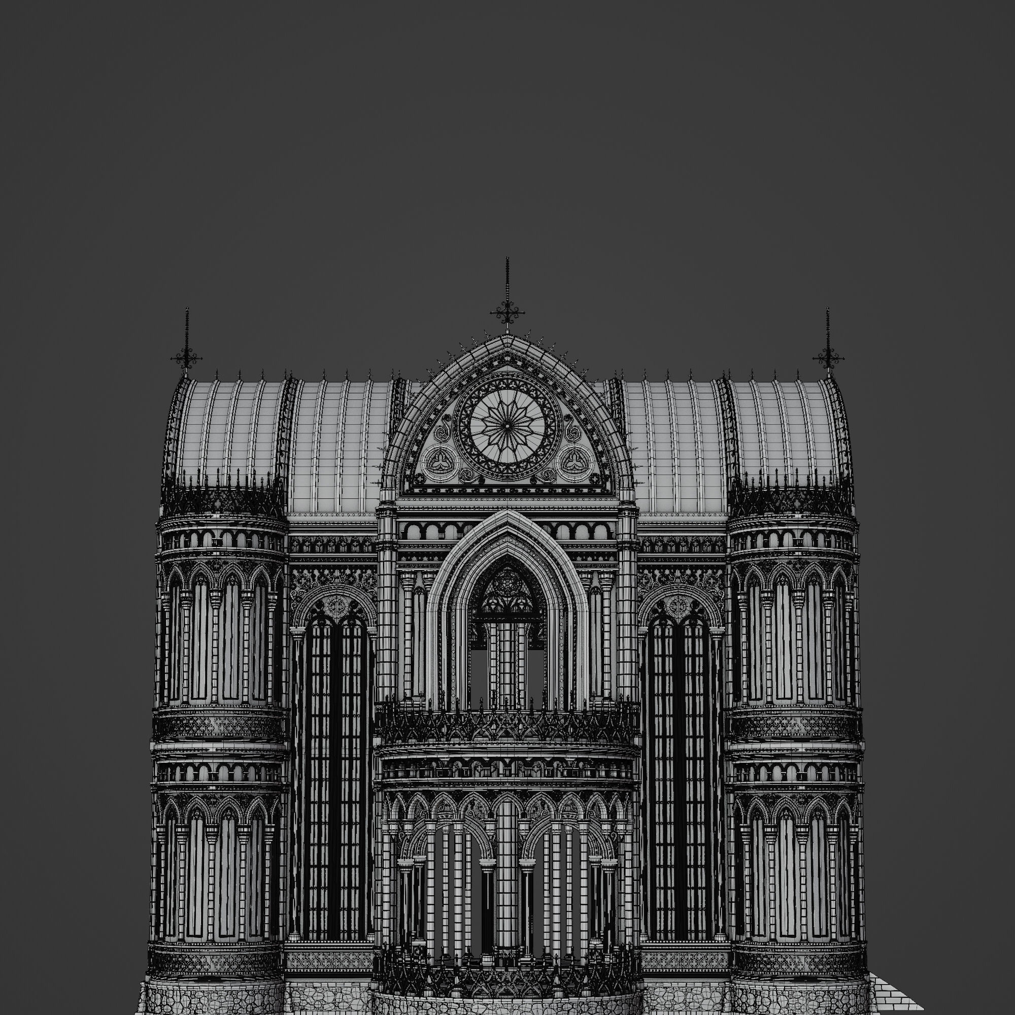 GOTHIC MODULAR BUILDING 8 Low-poly 3D model_15