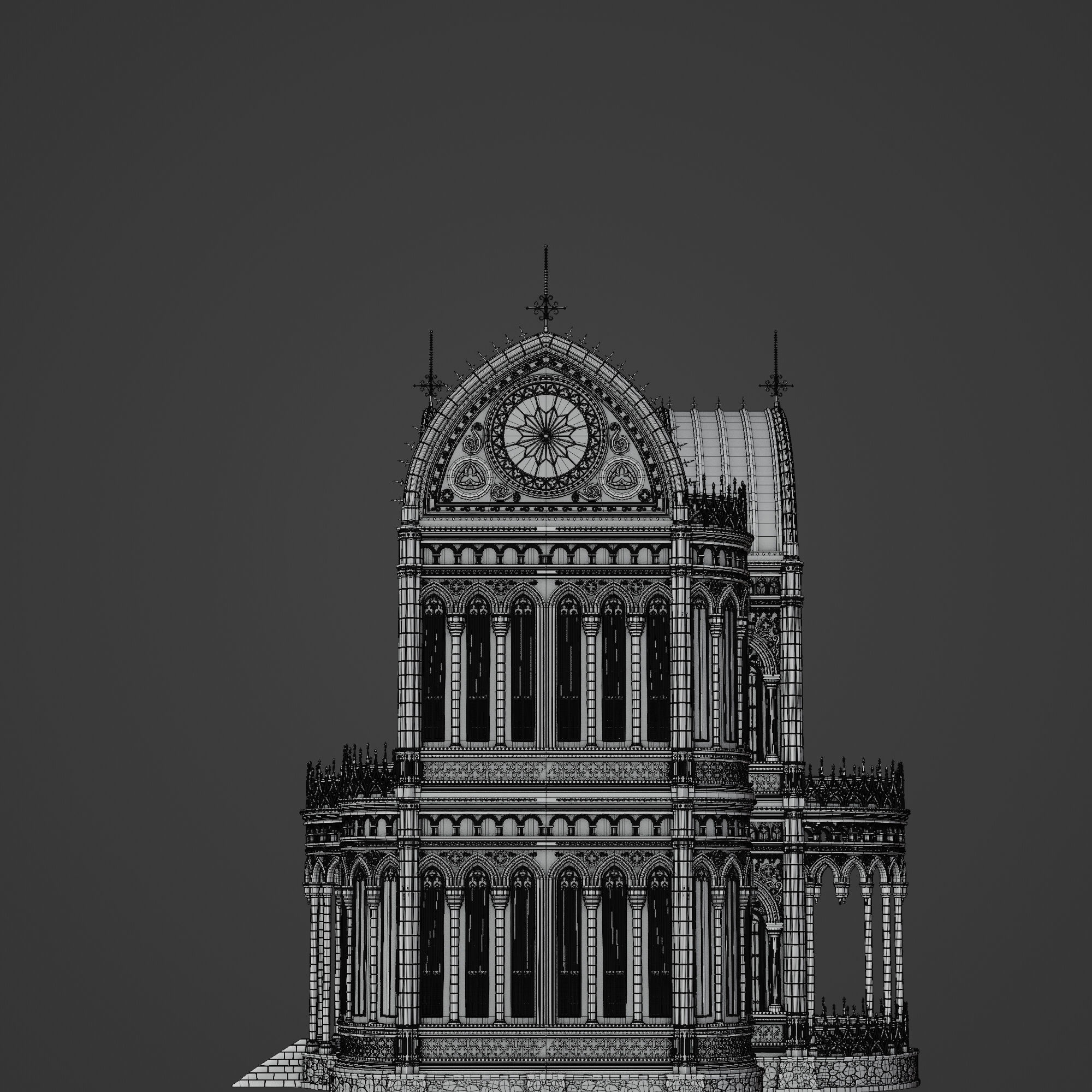 GOTHIC MODULAR BUILDING 8 Low-poly 3D model_17