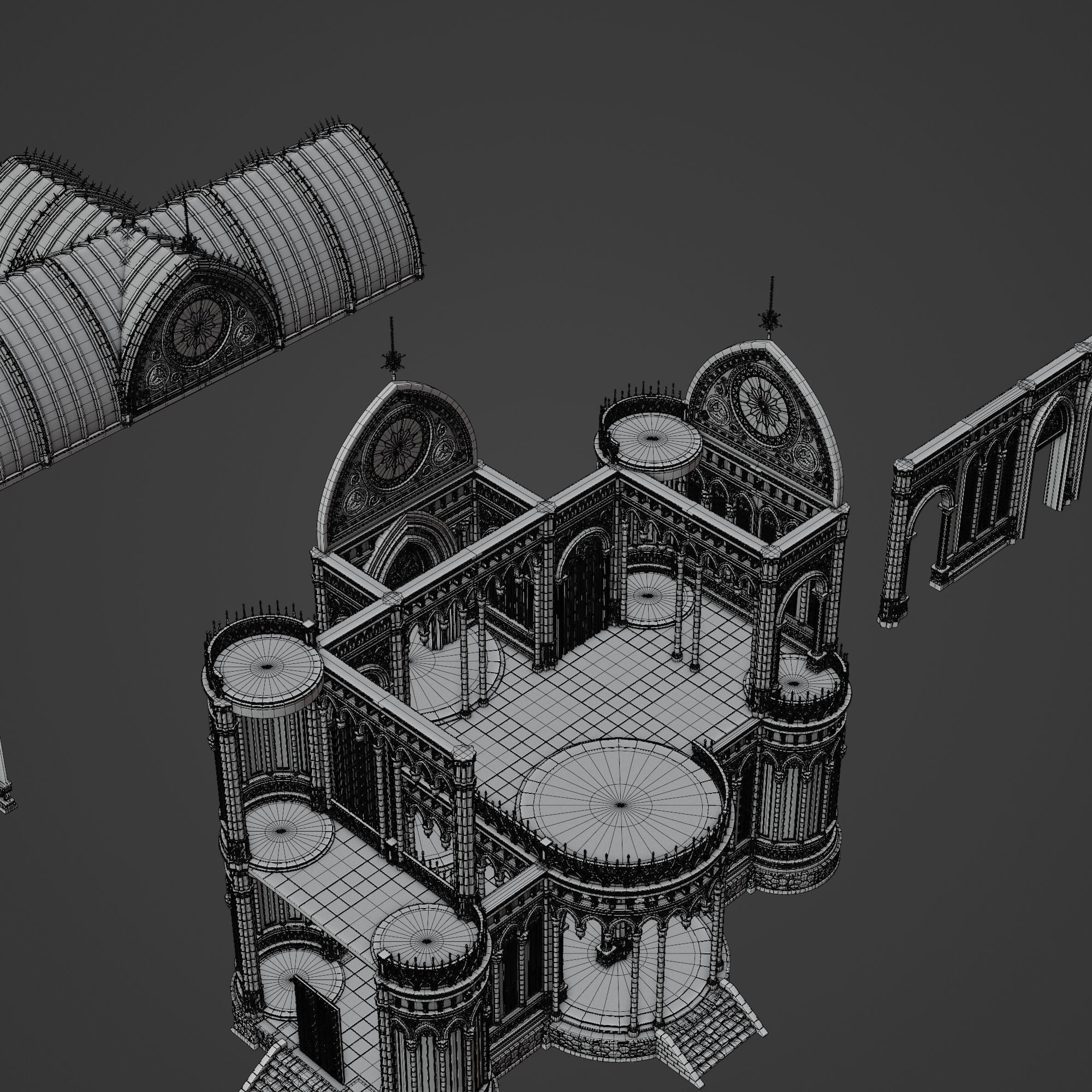 GOTHIC MODULAR BUILDING 8 Low-poly 3D model_18