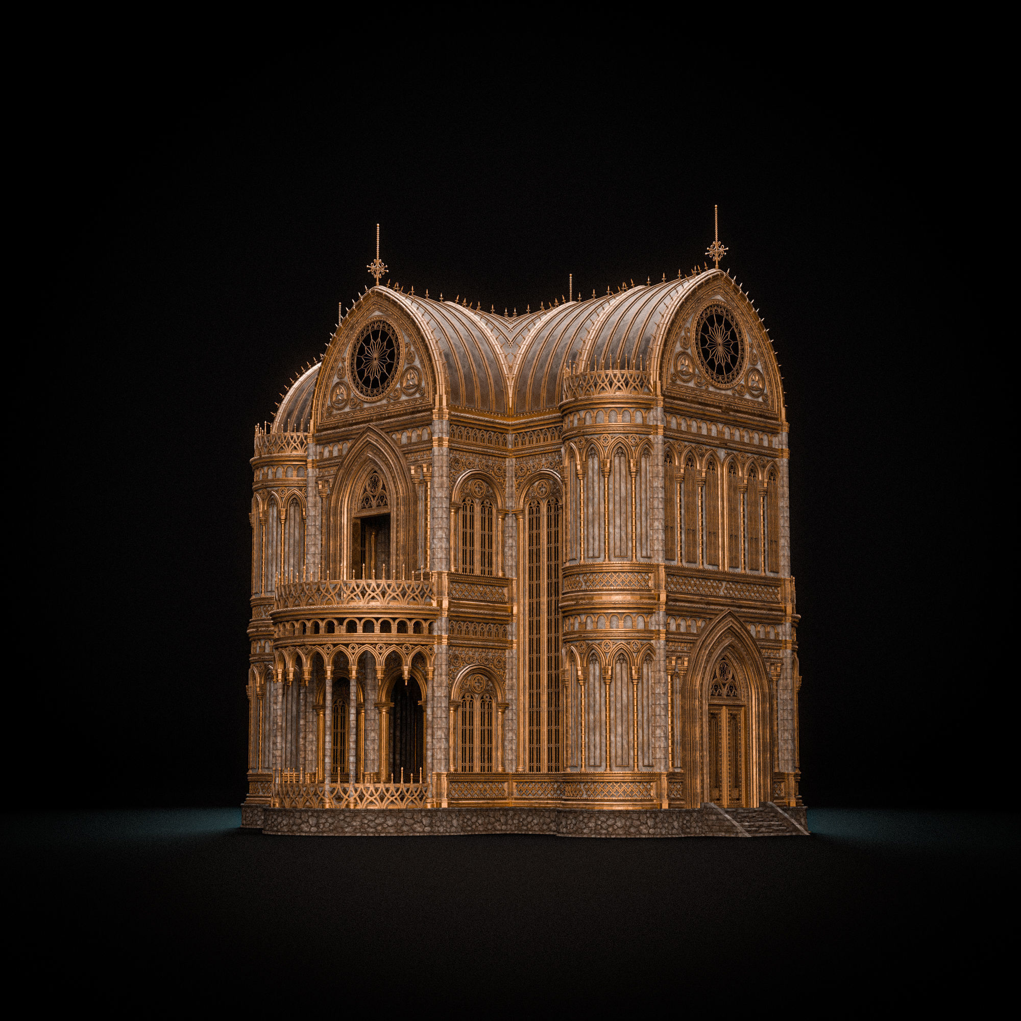 GOTHIC MODULAR BUILDING 8 Low-poly 3D model_6