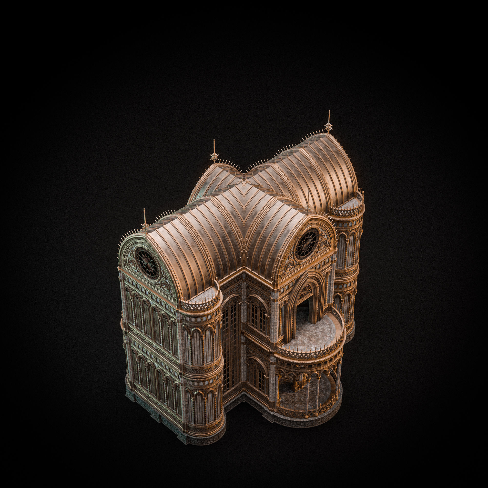 GOTHIC MODULAR BUILDING 8 Low-poly 3D model_13