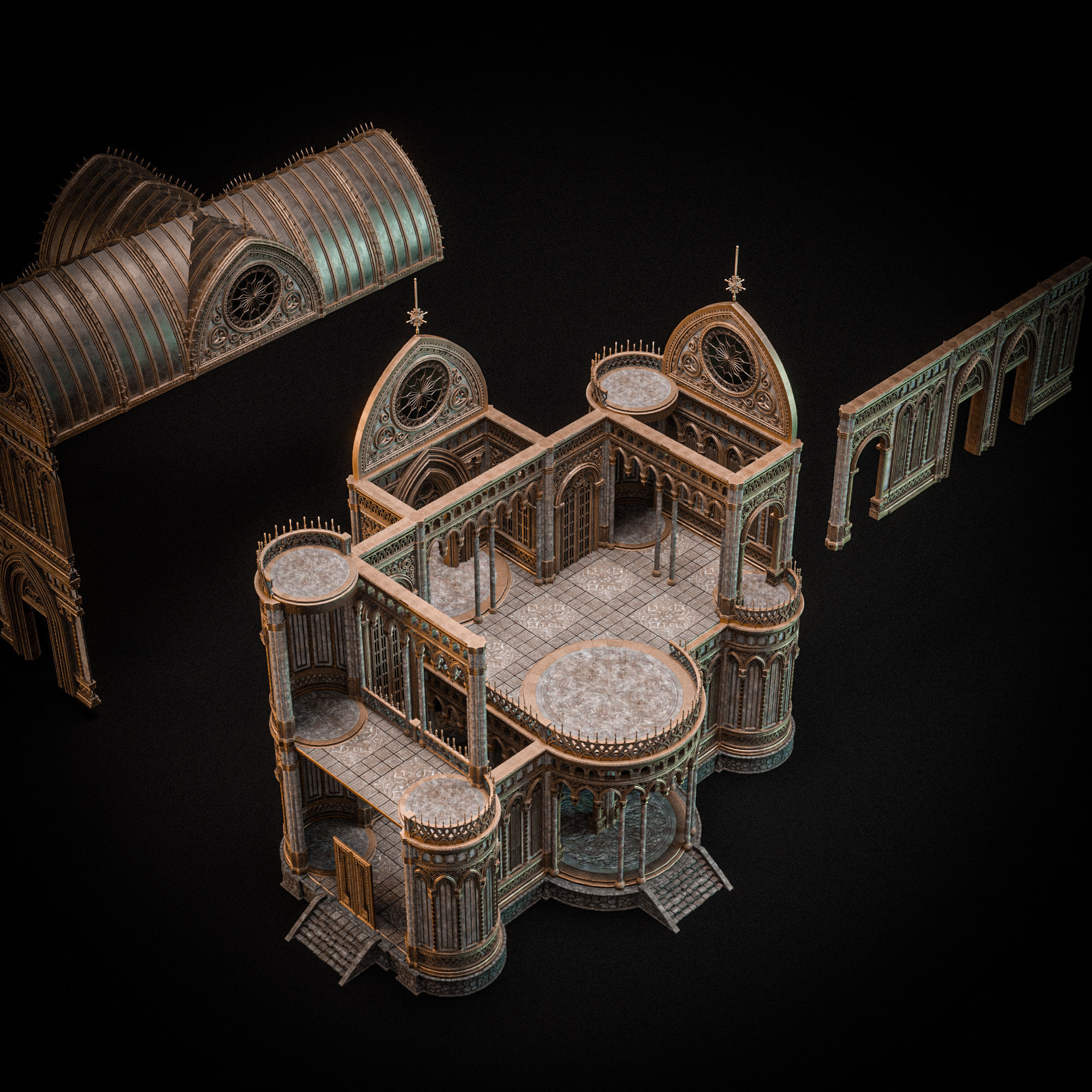 GOTHIC MODULAR BUILDING 8 Low-poly 3D model_14