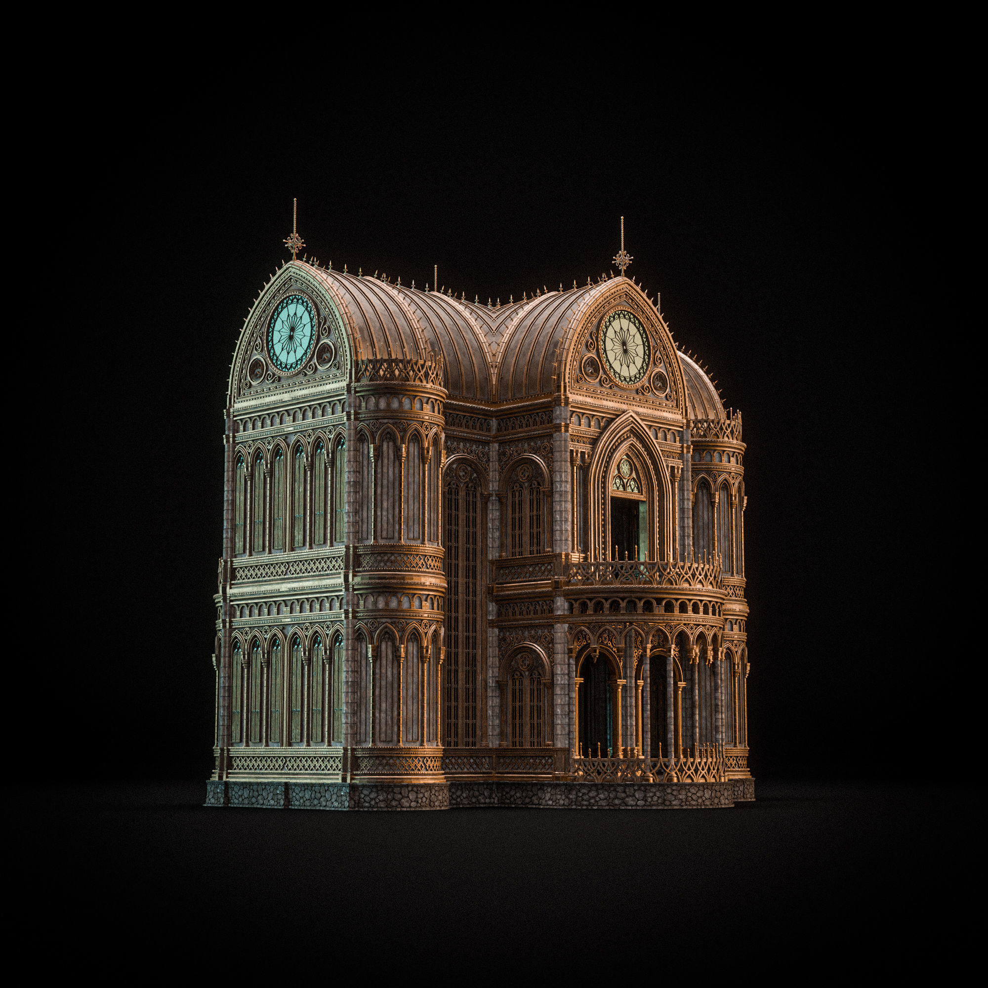 GOTHIC MODULAR BUILDING 8 Low-poly 3D model_12