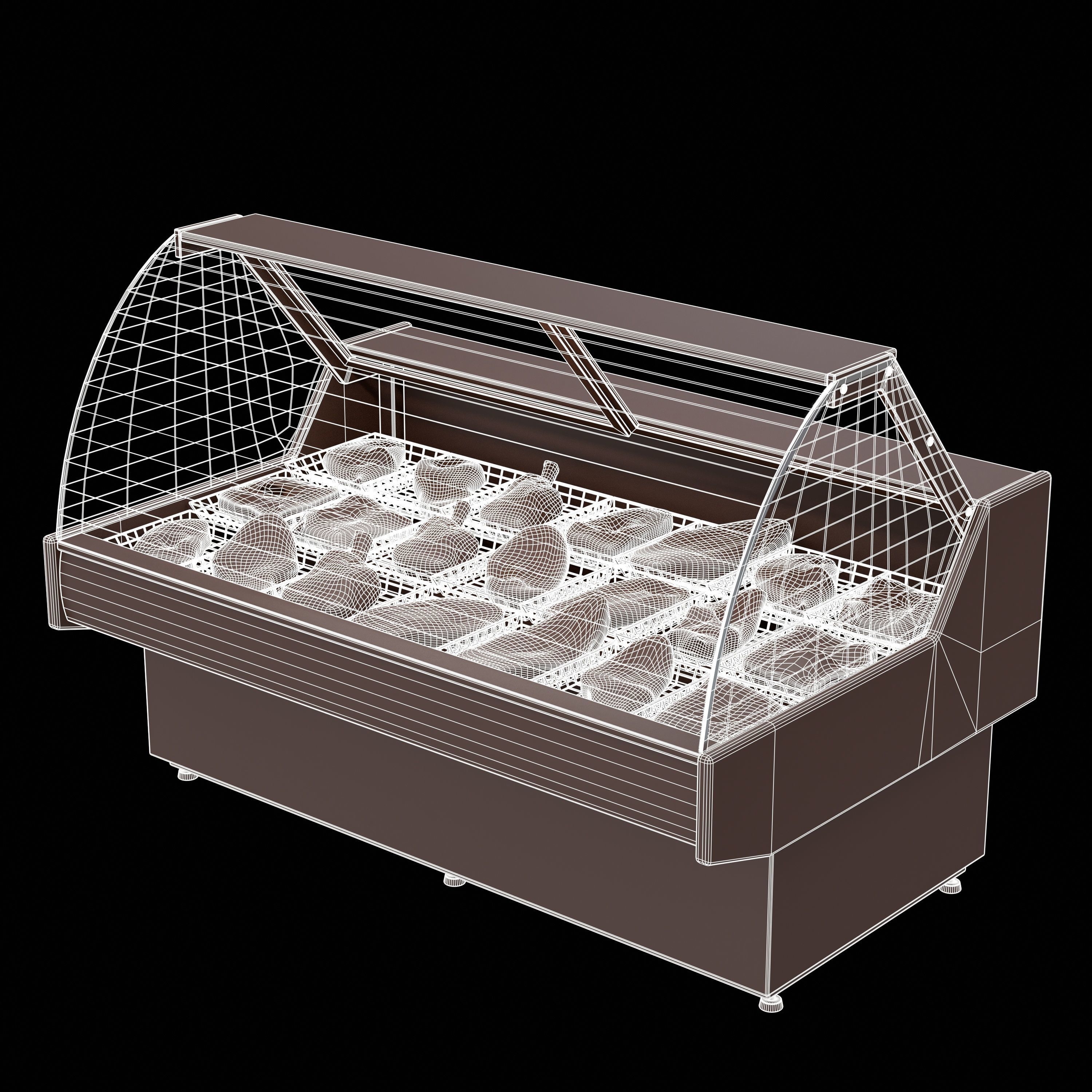 Meat commercial Display Refrigerator  Low-poly 3D model_6
