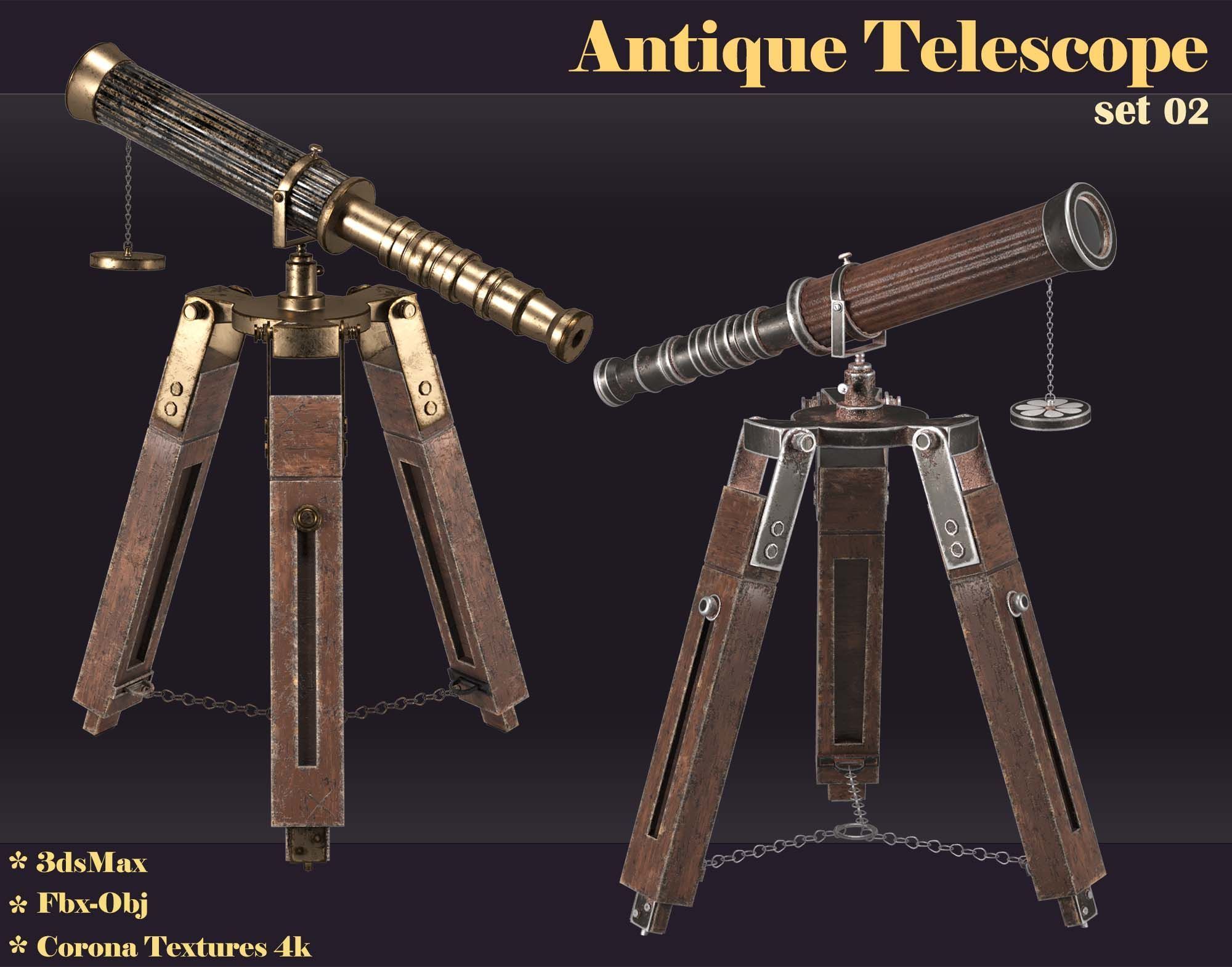 antique telescope 02 3D model_2