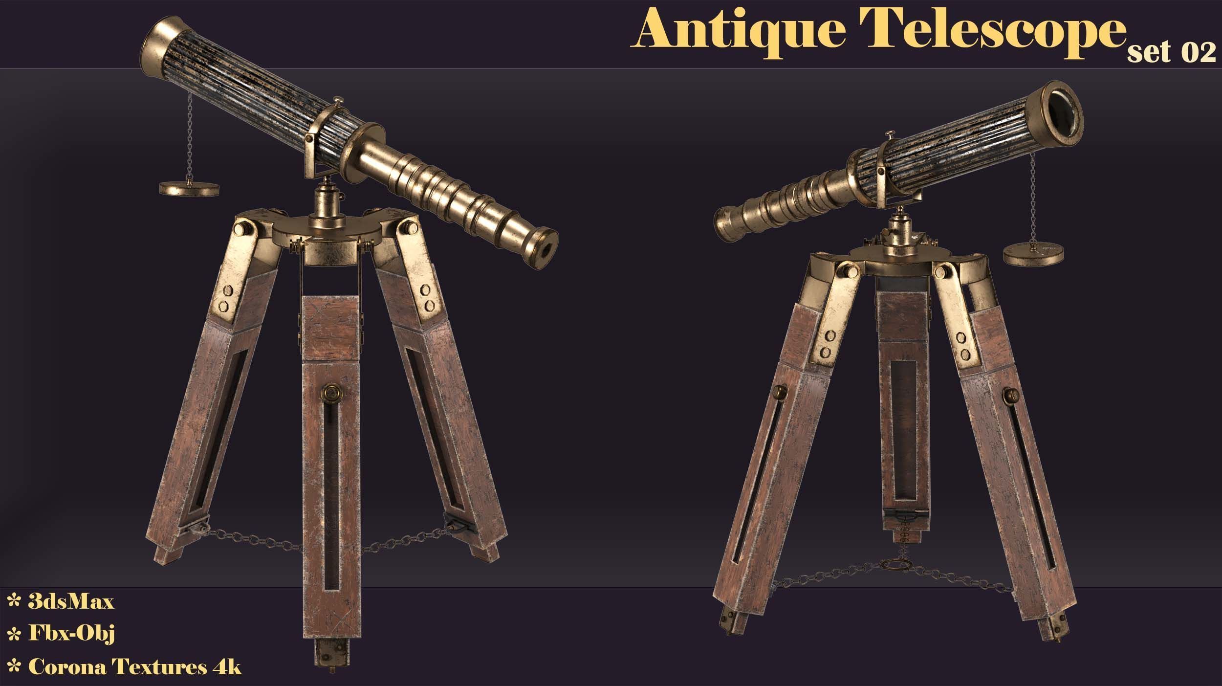 antique telescope 02 3D model_12
