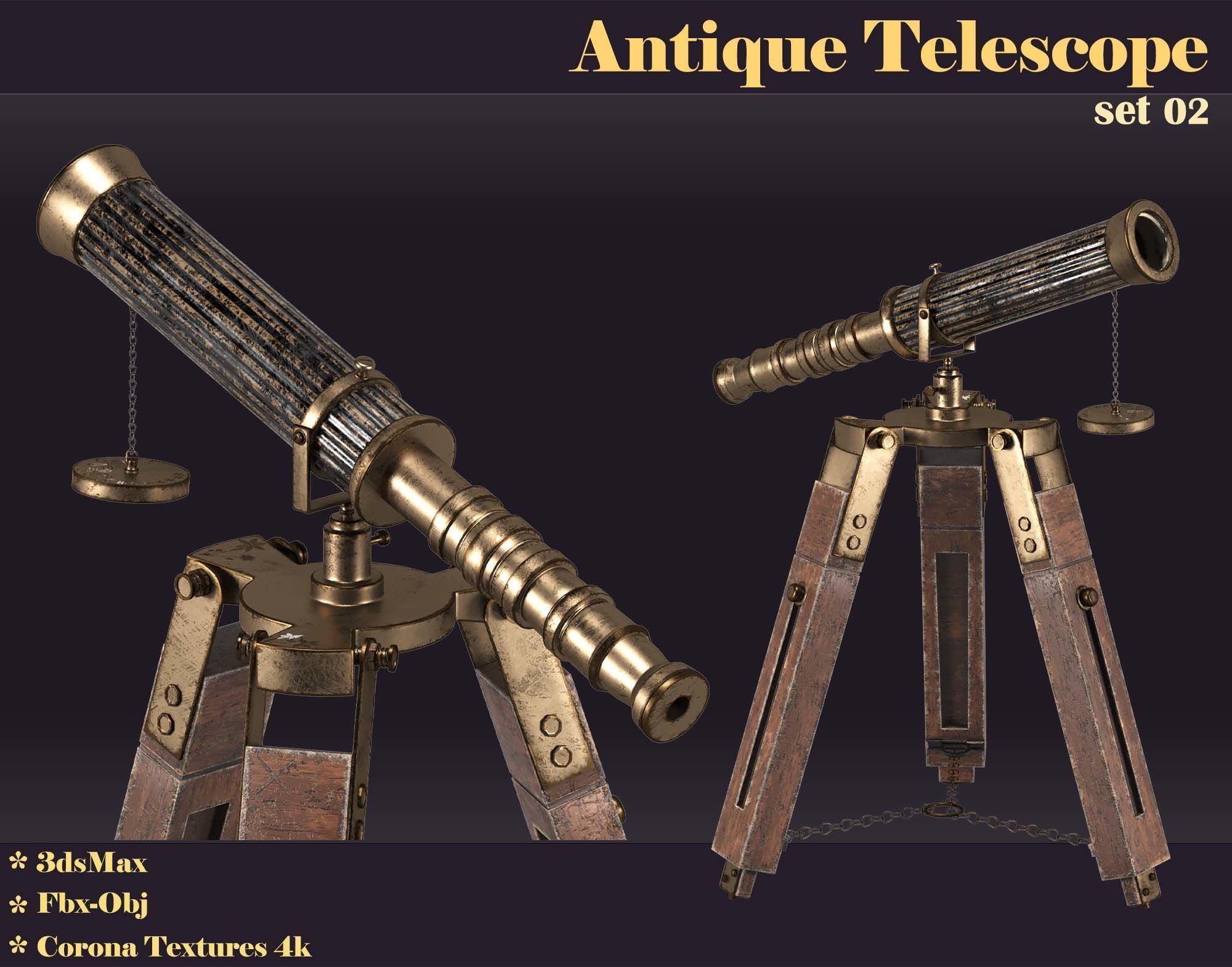 antique telescope 02 3D model_4