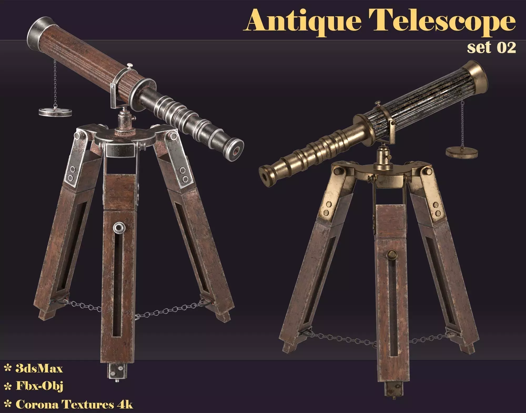 antique telescope 02 3D model_0