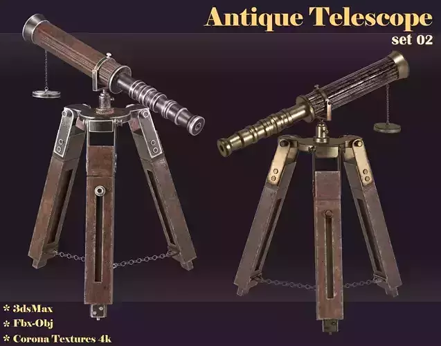 antique telescope 02 3D model antique telescope 02 3D model