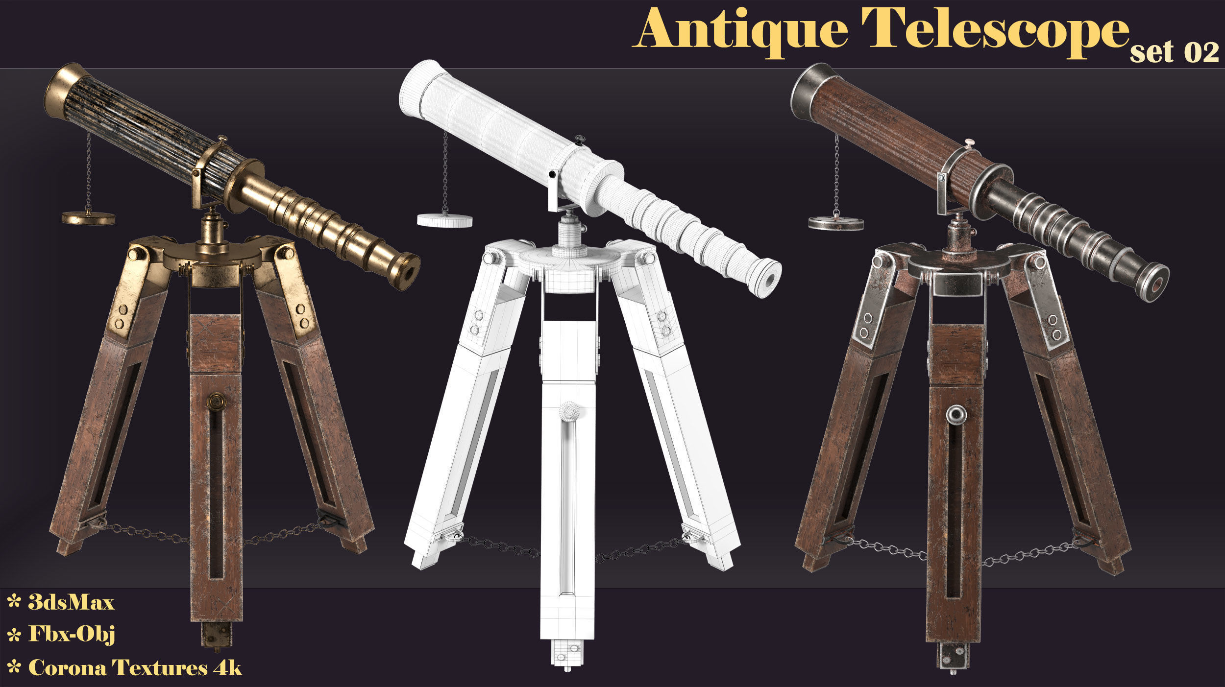 antique telescope 02 3D model_14