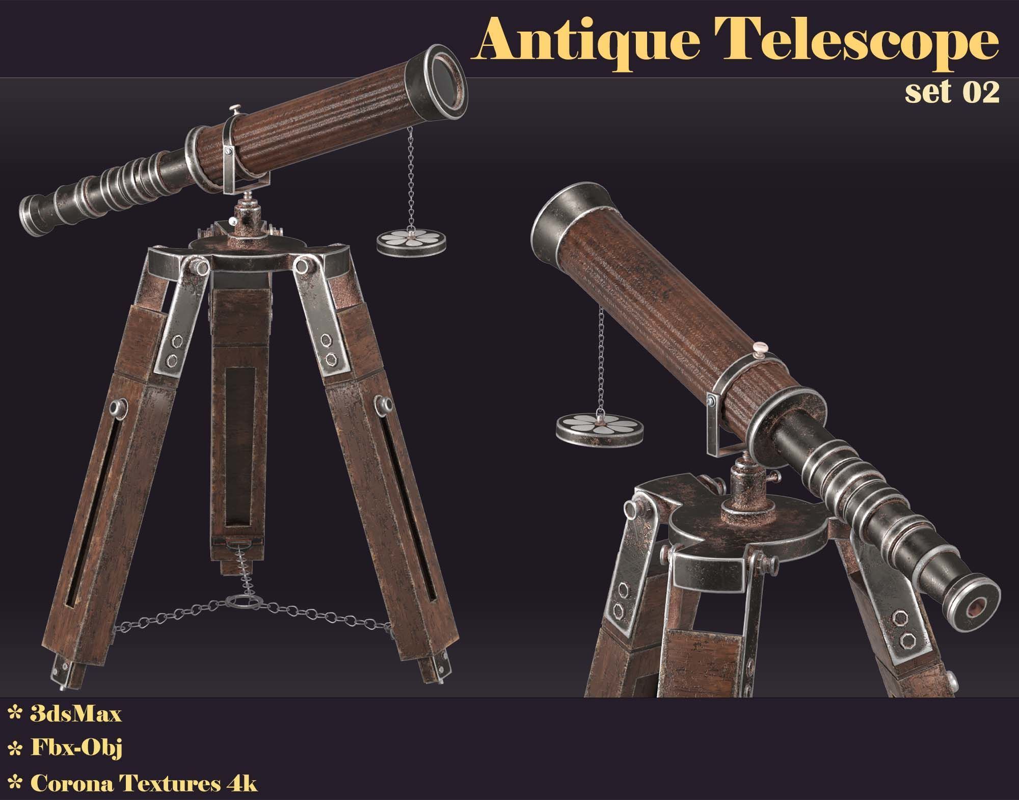 antique telescope 02 3D model_5