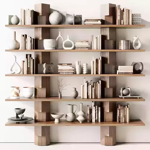 Wooden Shelves Decorative With Plants and Book - Wooden Rack 28