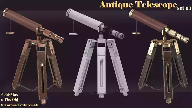 antique telescope 03 3D model