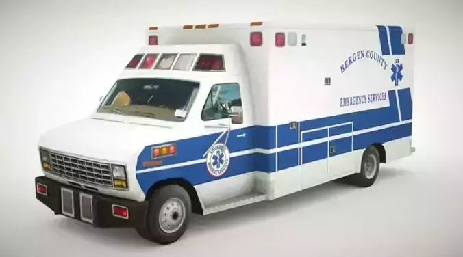 Ambulance v11 old style Low-poly 3D model