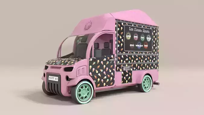 Ice Cream Truck Low-poly 3D model