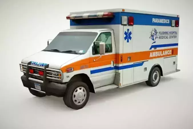 Ambulance v7 old style Low-poly 3D model