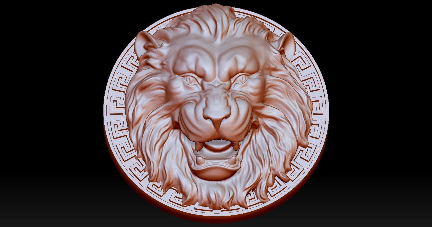 Lion Head Pendant 3D Printed Model  3D print model_12