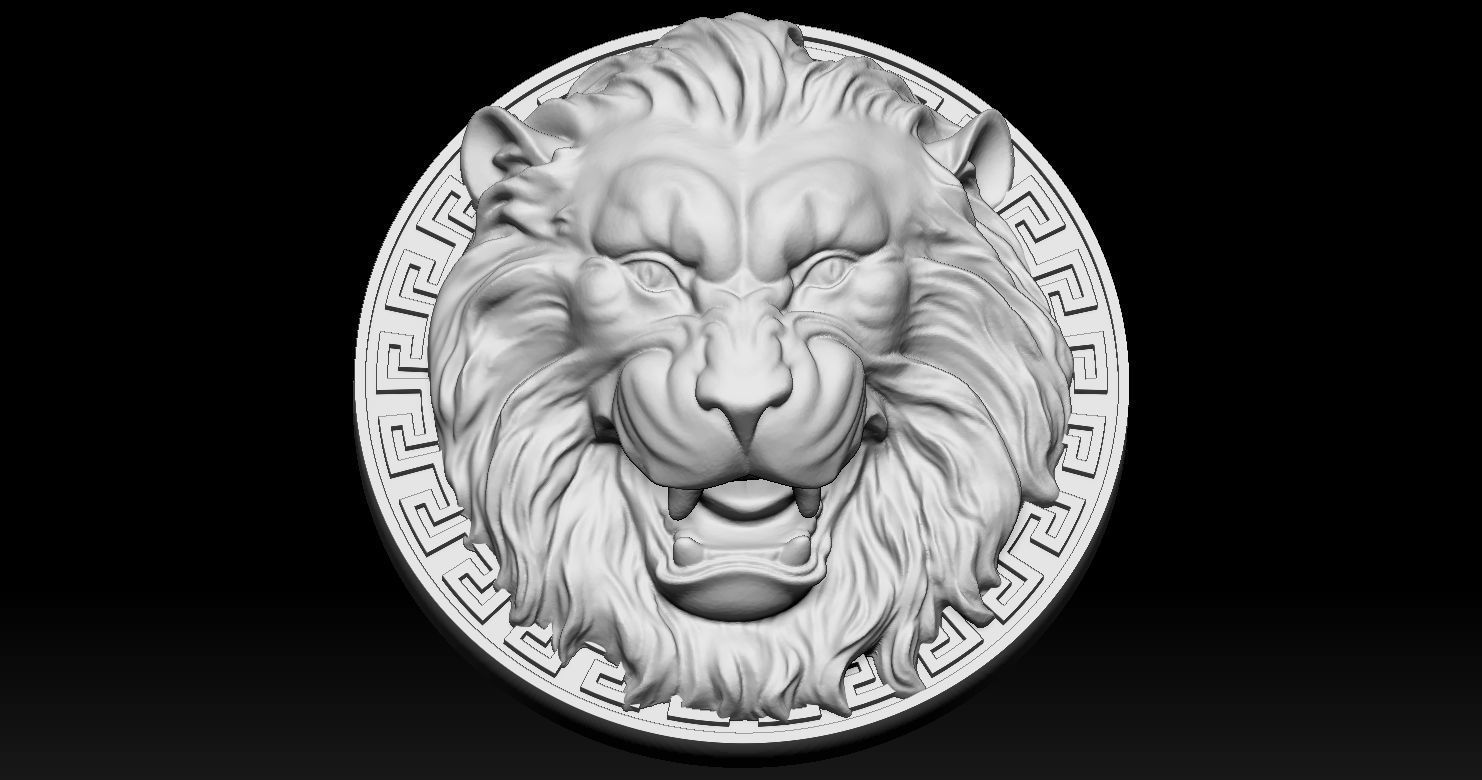 Lion Head Pendant 3D Printed Model  3D print model_9