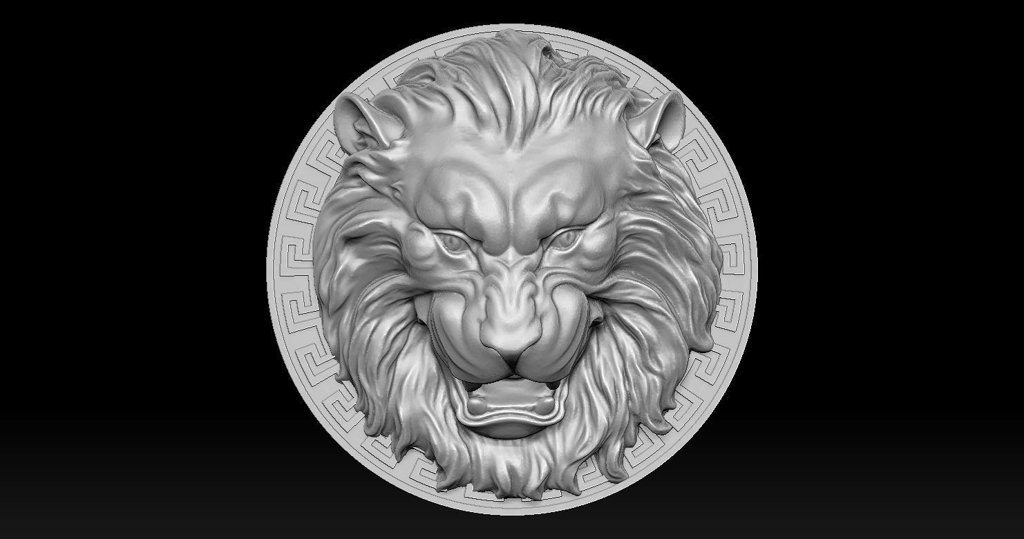 Lion Head Pendant 3D Printed Model  3D print model_7