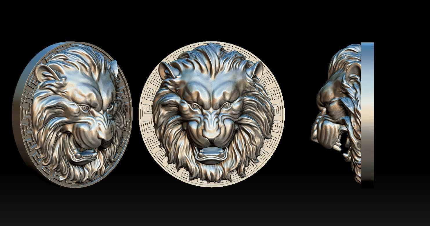Lion Head Pendant 3D Printed Model  3D print model_3