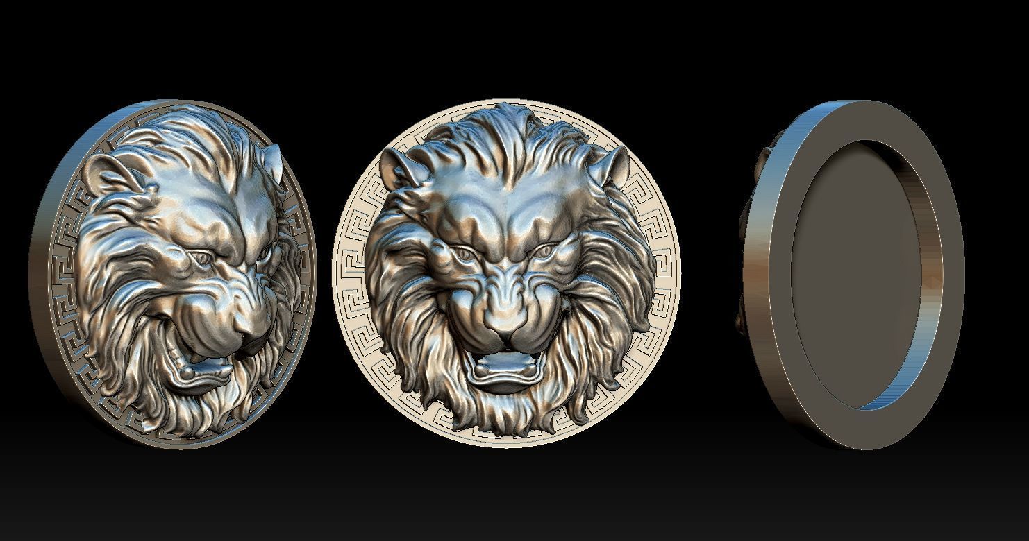 Lion Head Pendant 3D Printed Model  3D print model_4