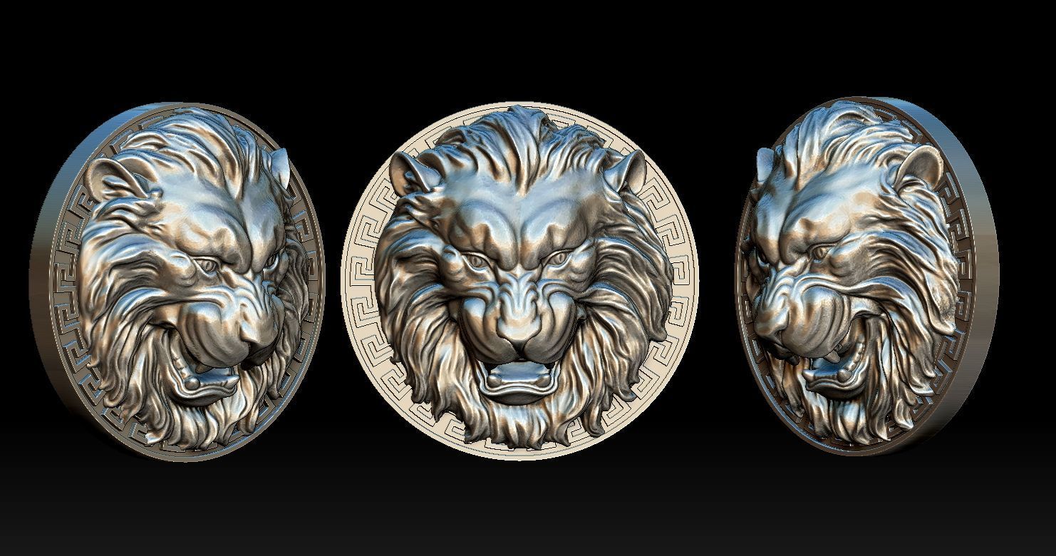 Lion Head Pendant 3D Printed Model  3D print model_1