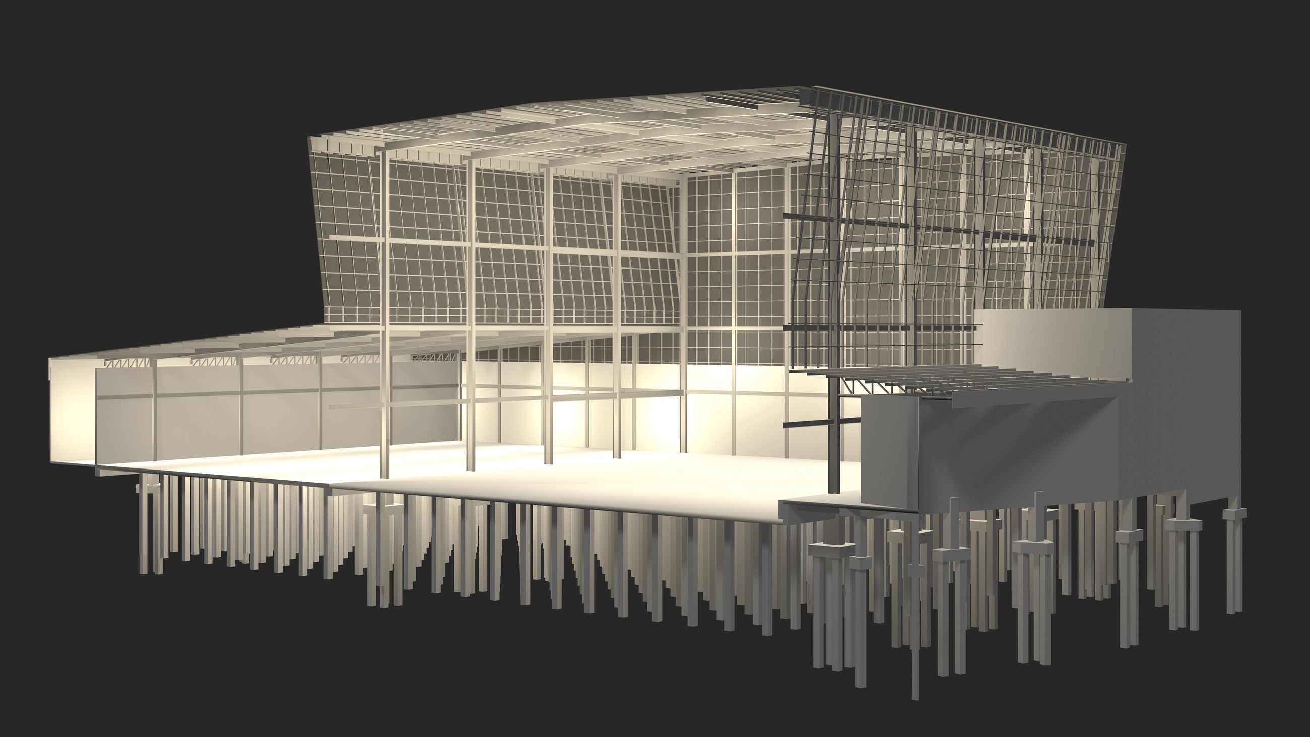 Factory building in section cut 24ZZ36 3D model_2