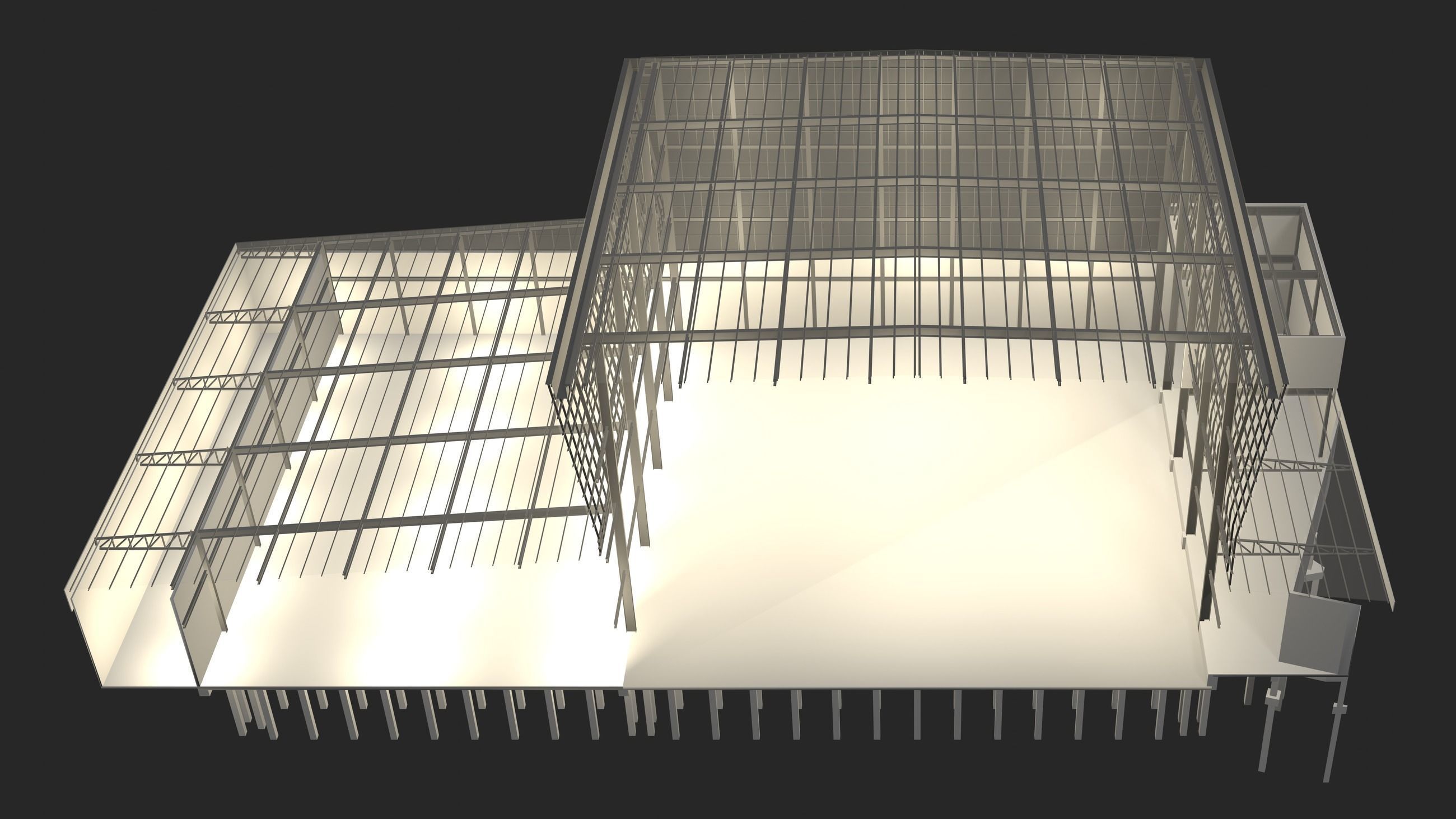 Factory building in section cut 24ZZ36 3D model_5