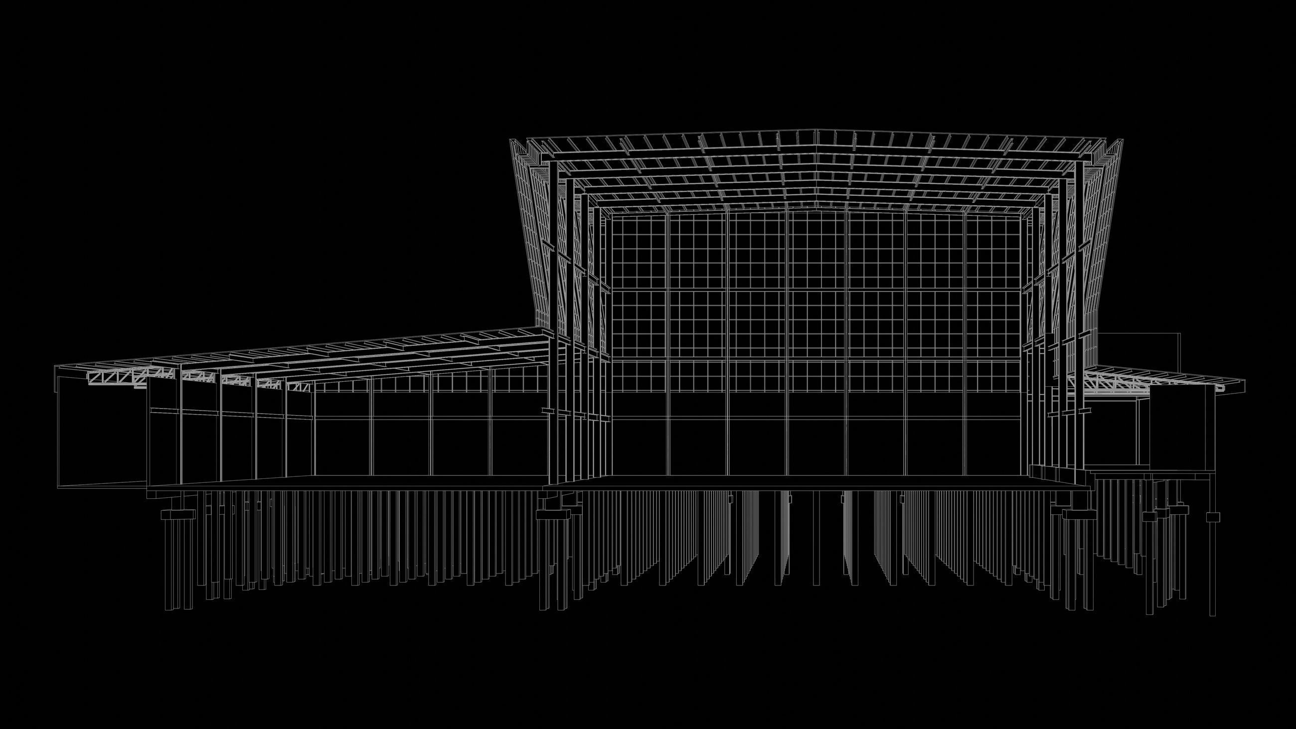 Factory building in section cut 24ZZ36 3D model_7
