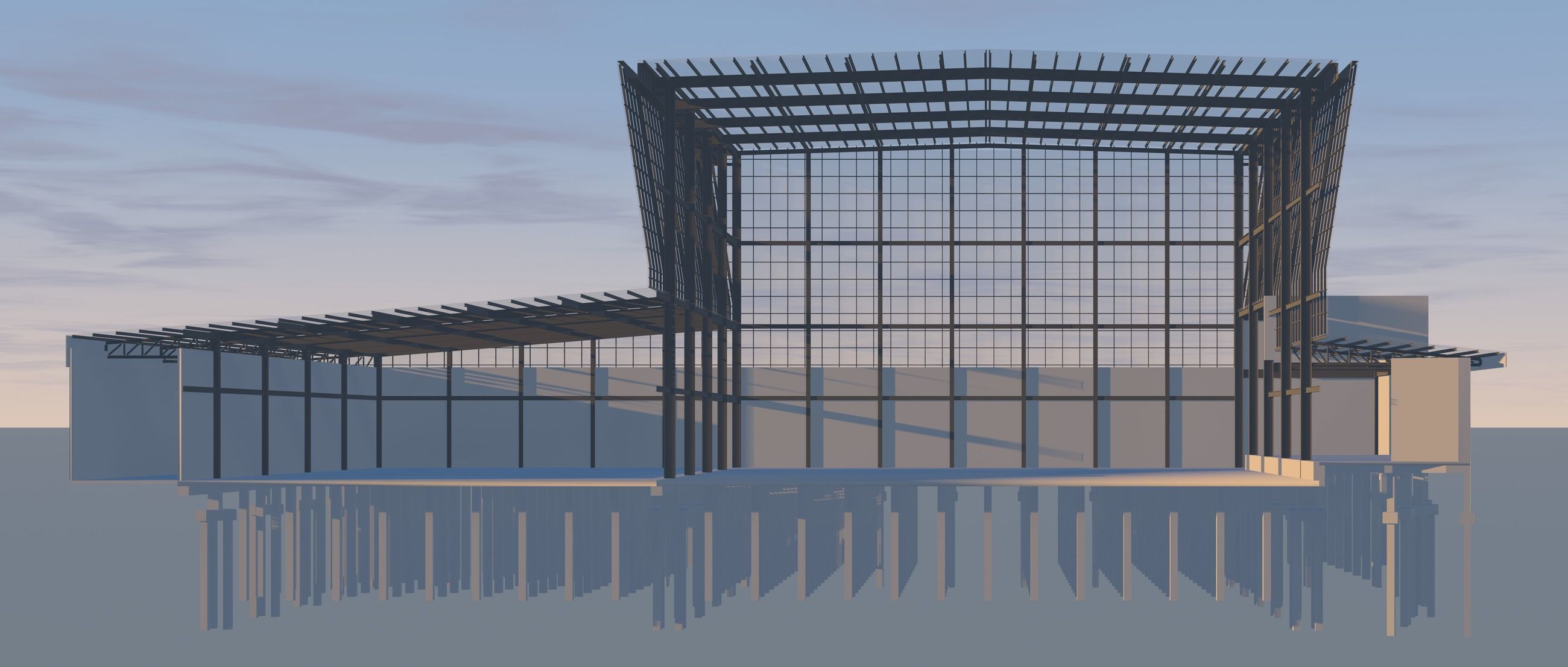 Factory building in section cut 24ZZ36 3D model_1