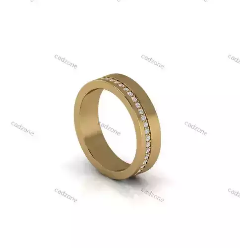 Sleek Yellow Gold Band with Diamond Accent-3D Model
