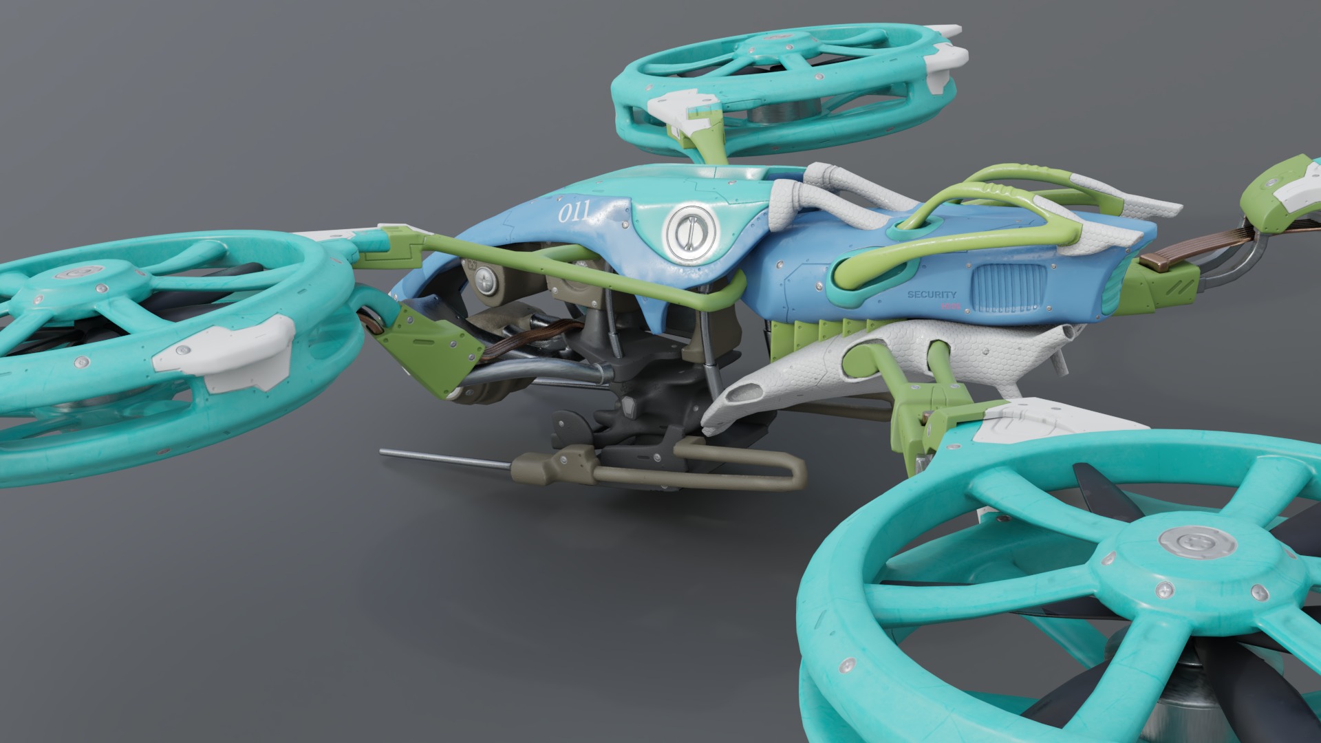 Futuristic quad copter drone Low-poly 3D model_2