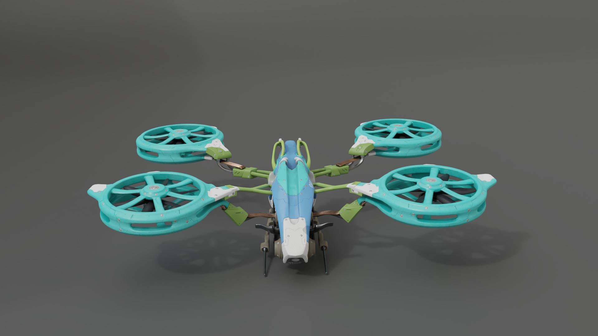 Futuristic quad copter drone Low-poly 3D model_5