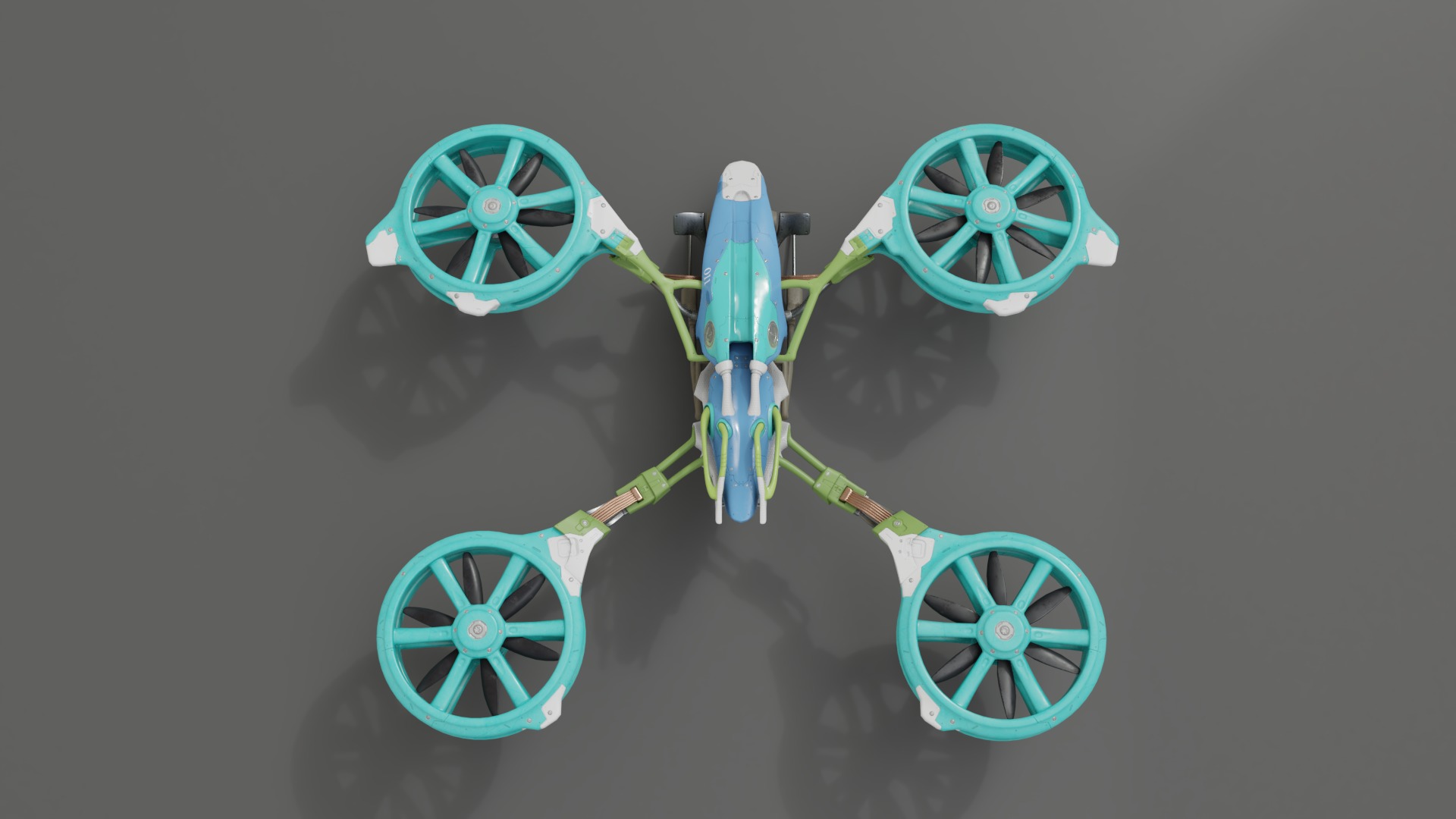 Futuristic quad copter drone Low-poly 3D model_6