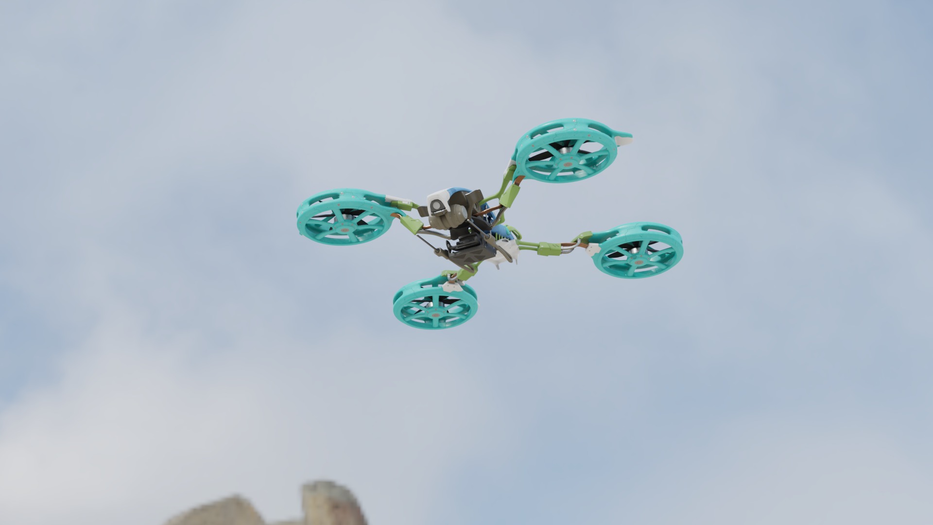 Futuristic quad copter drone Low-poly 3D model_8