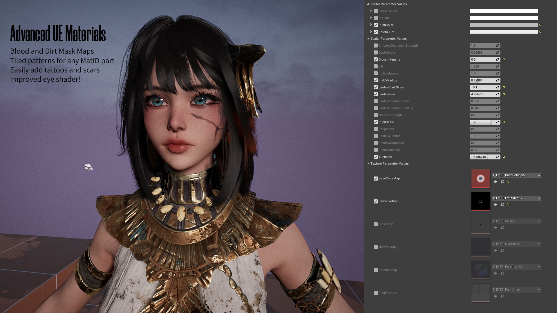 Ancient Girl Zariya - Game Ready Low-poly 3D model_17