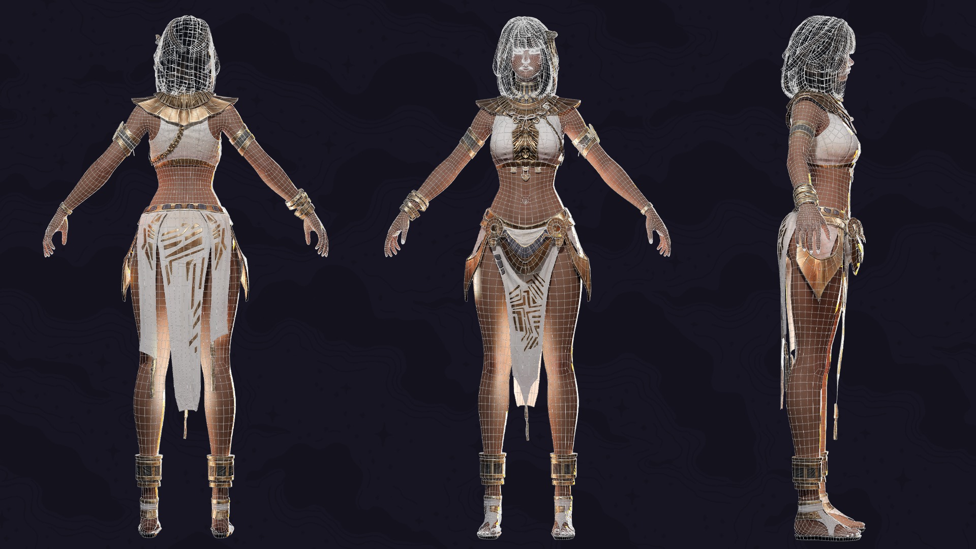 Ancient Girl Zariya - Game Ready Low-poly 3D model_21
