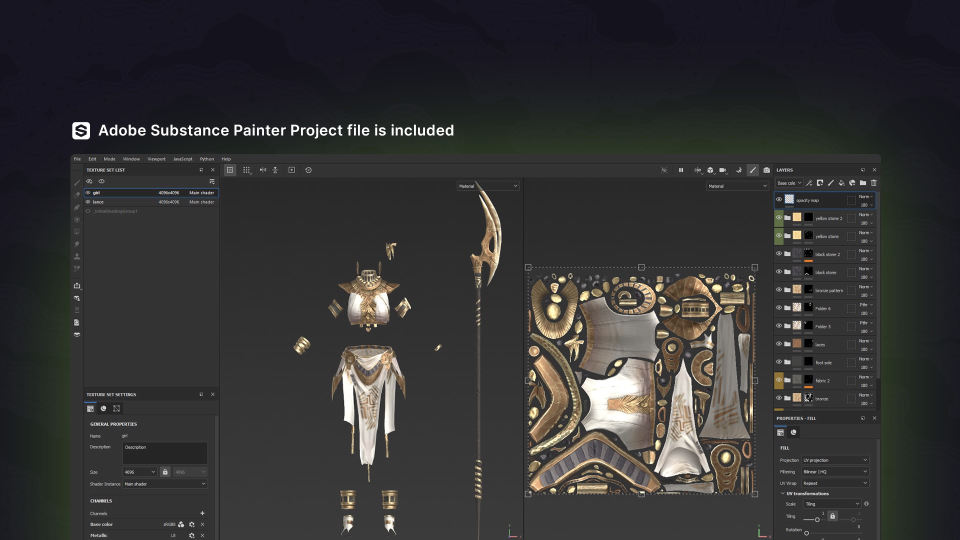 Ancient Girl Zariya - Game Ready Low-poly 3D model_12