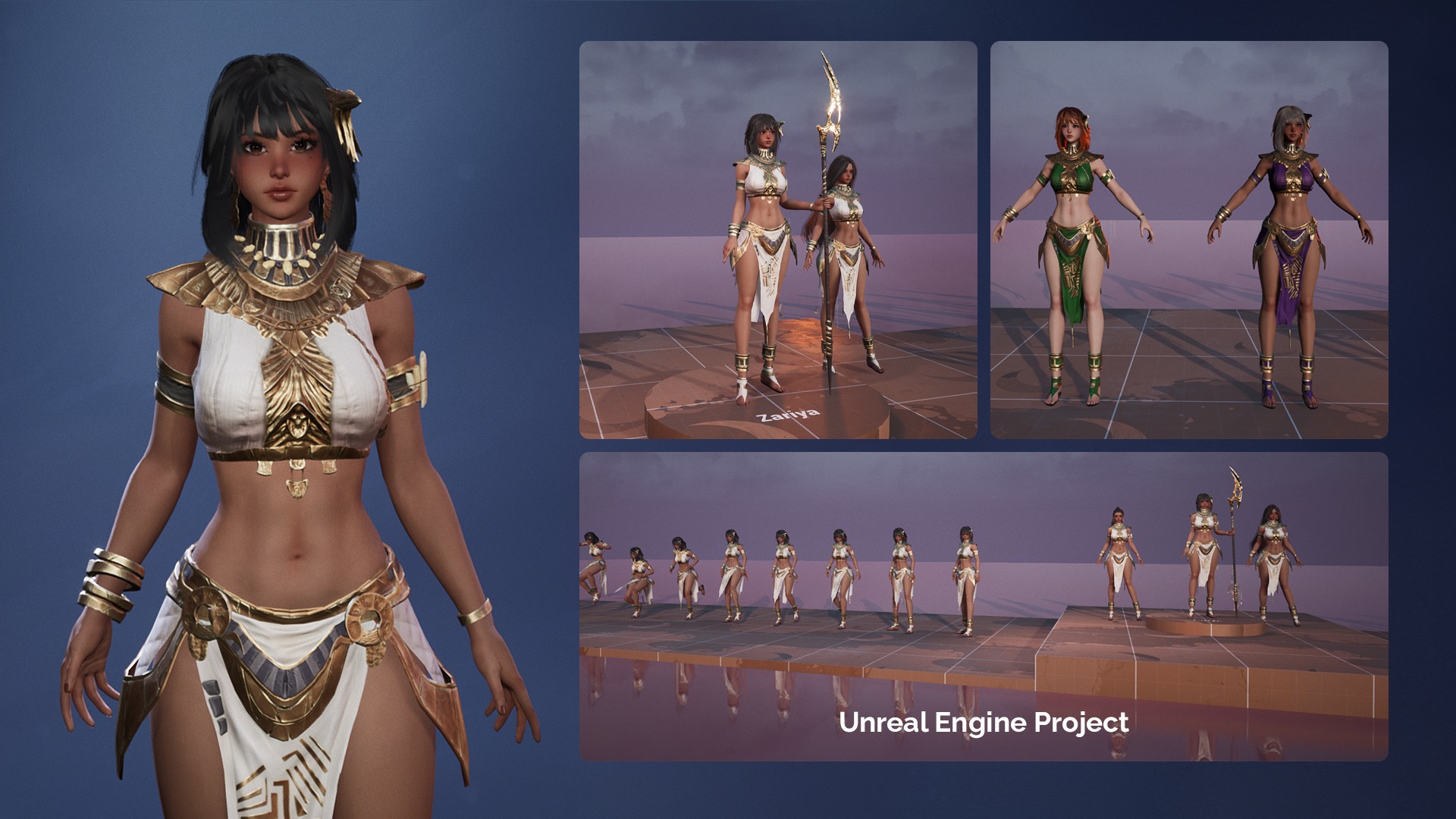 Ancient Girl Zariya - Game Ready Low-poly 3D model_16