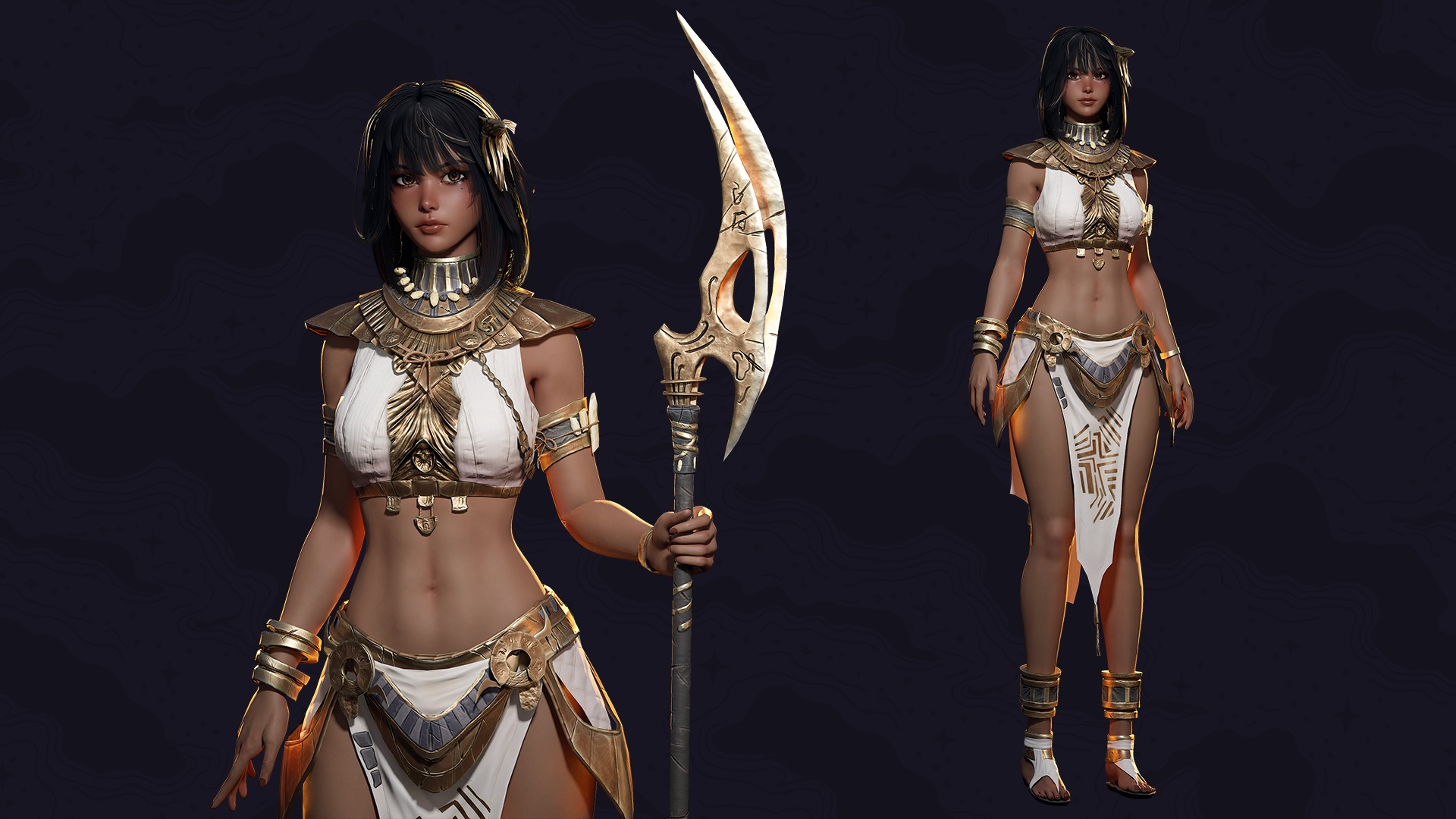 Ancient Girl Zariya - Game Ready Low-poly 3D model_2