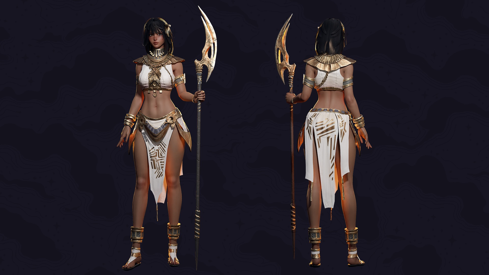 Ancient Girl Zariya - Game Ready Low-poly 3D model_4