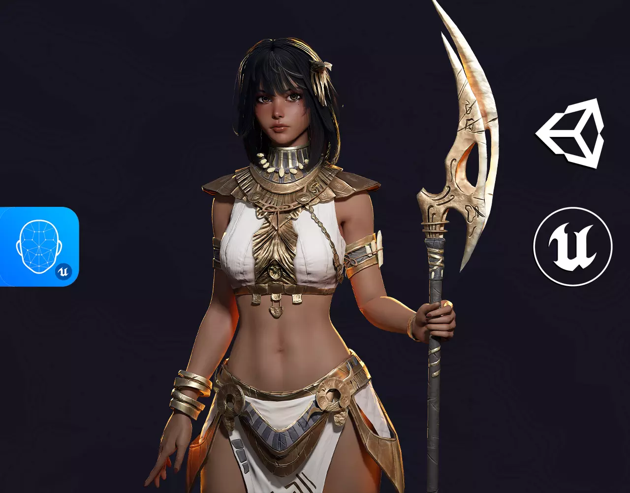Ancient Girl Zariya - Game Ready Low-poly 3D model_0