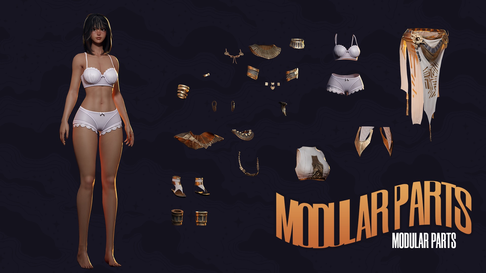 Ancient Girl Zariya - Game Ready Low-poly 3D model_8