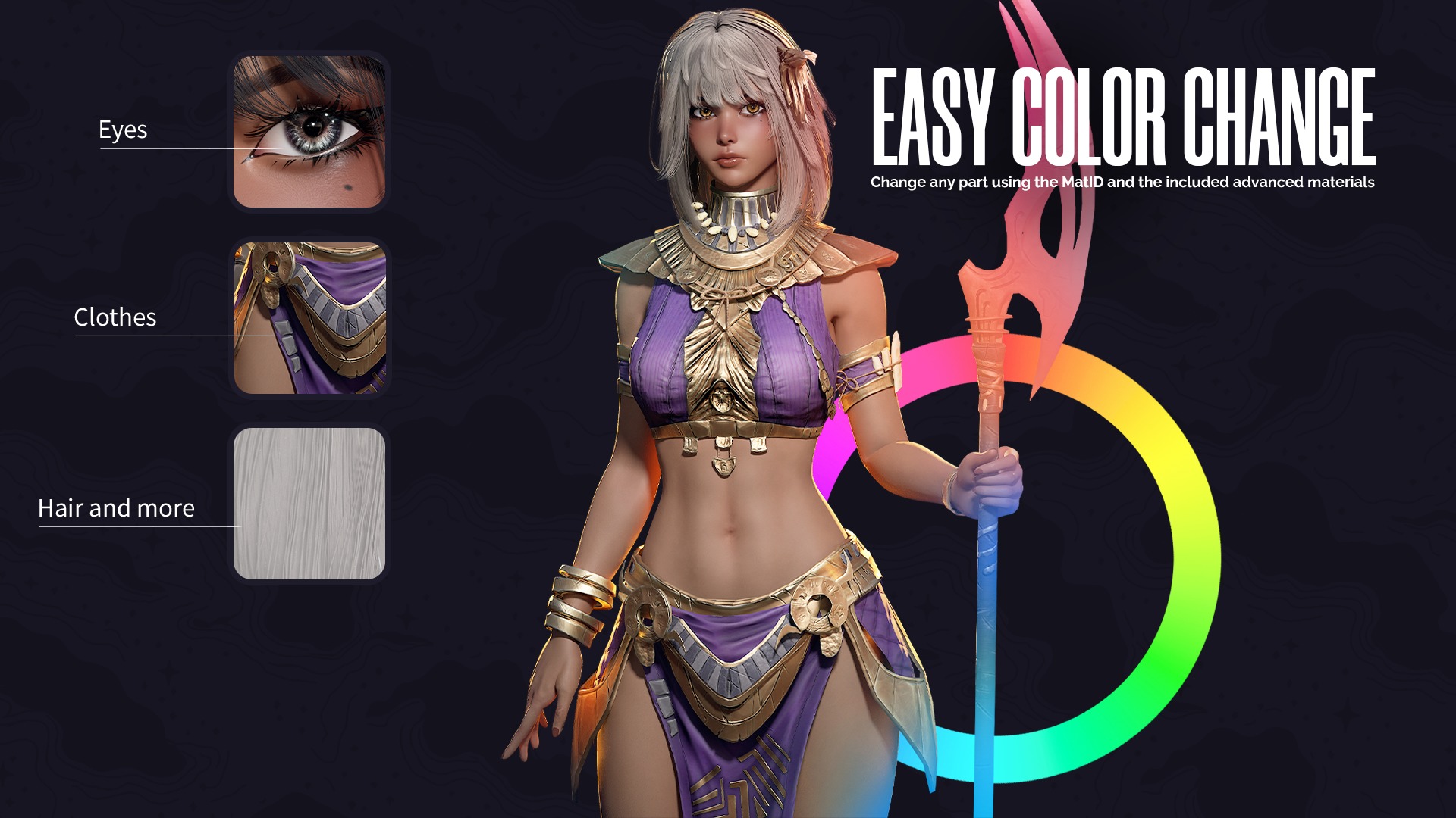 Ancient Girl Zariya - Game Ready Low-poly 3D model_5