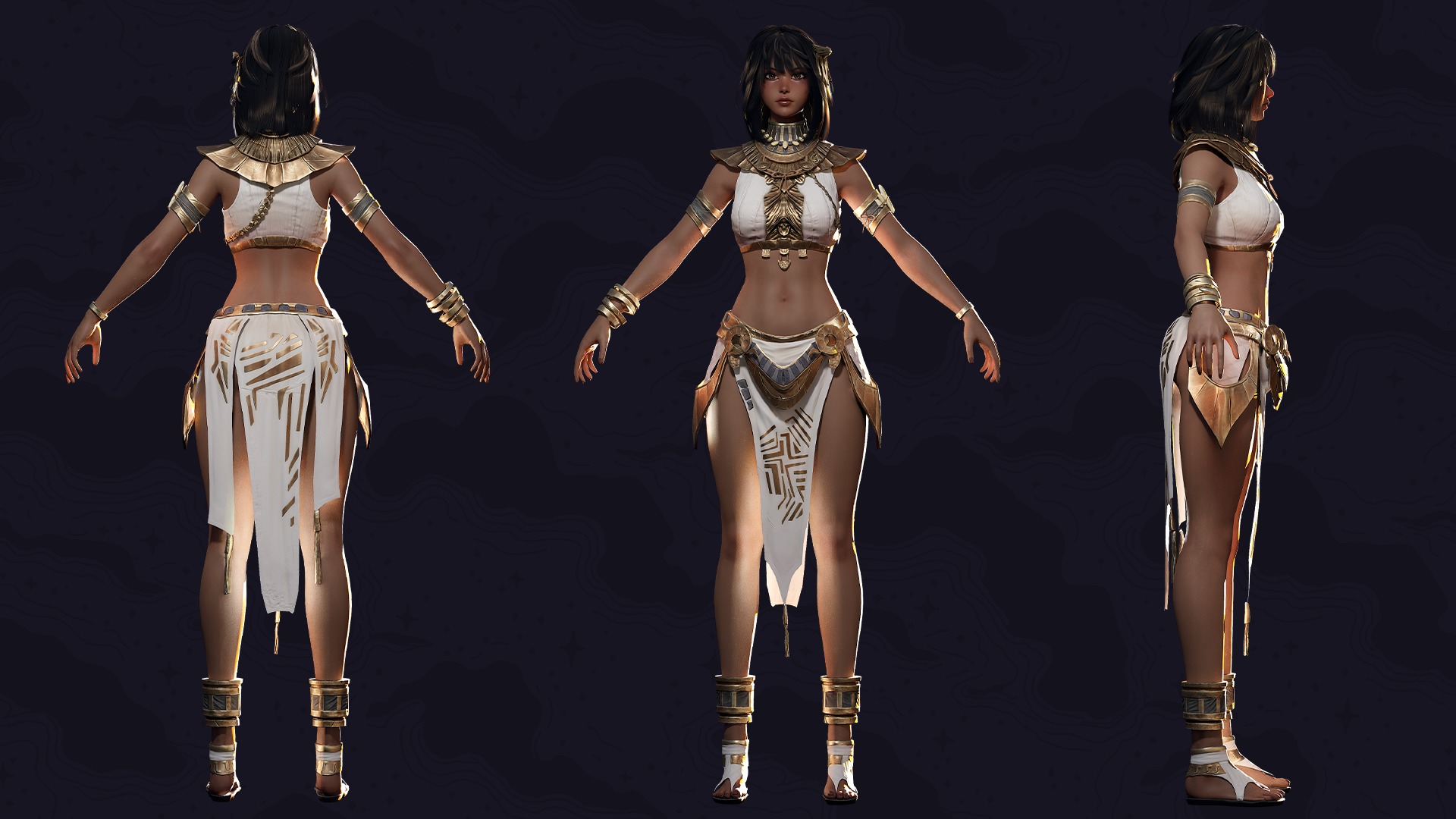 Ancient Girl Zariya - Game Ready Low-poly 3D model_20