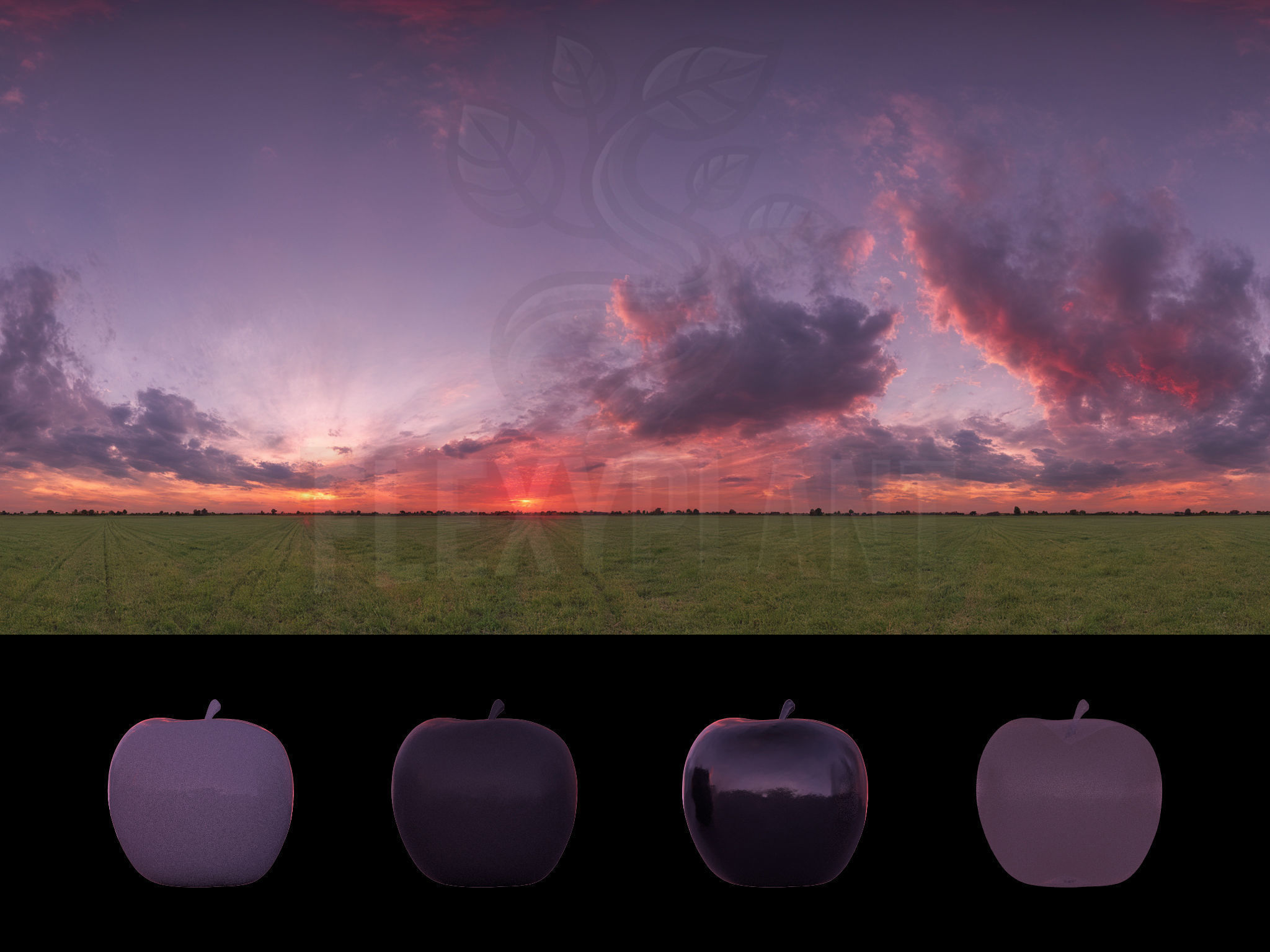 Realistic HDRI 24pcs 12k Beautiful Sunset Low-poly 3D model_7