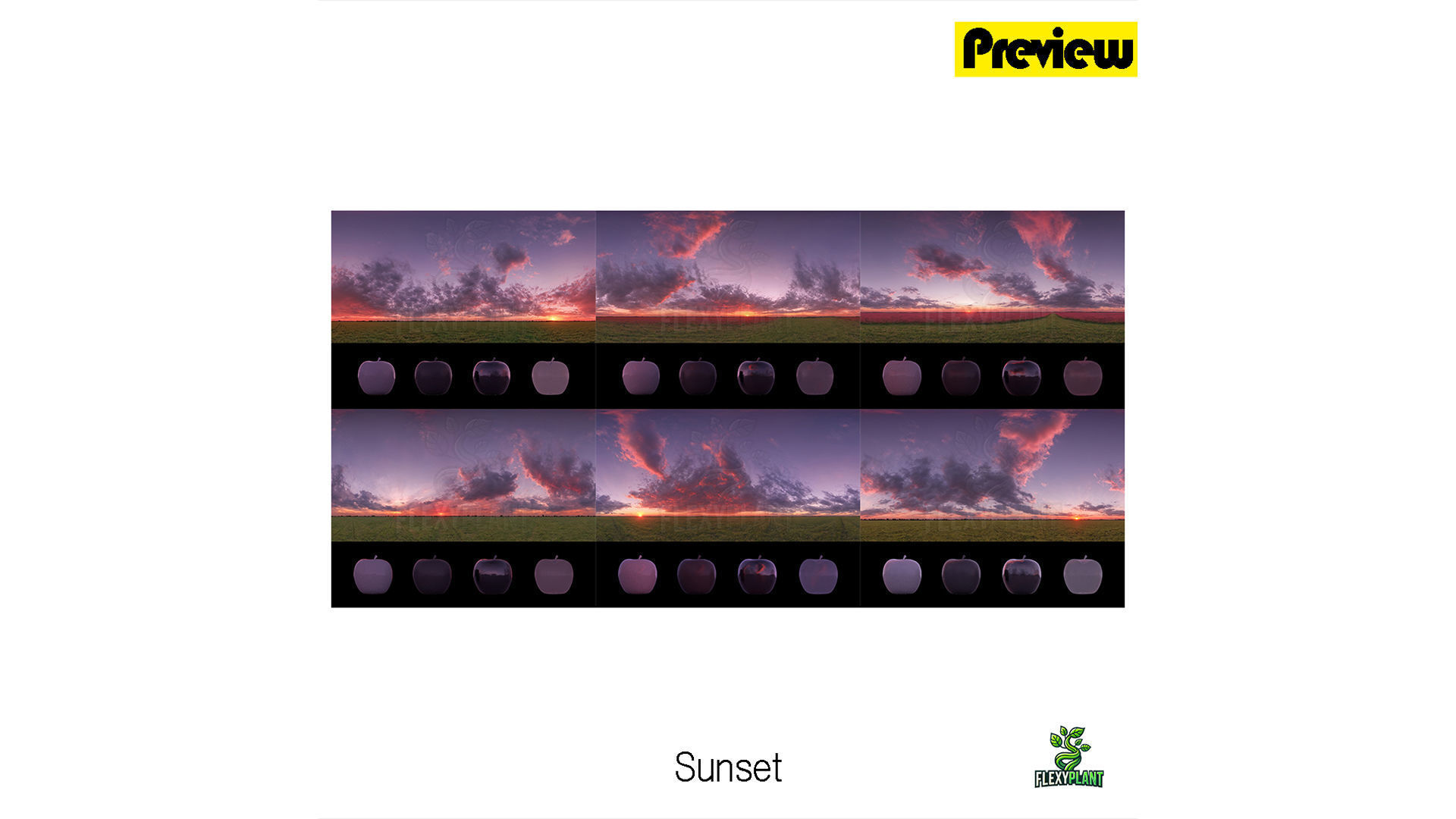 Realistic HDRI 24pcs 12k Beautiful Sunset Low-poly 3D model_1
