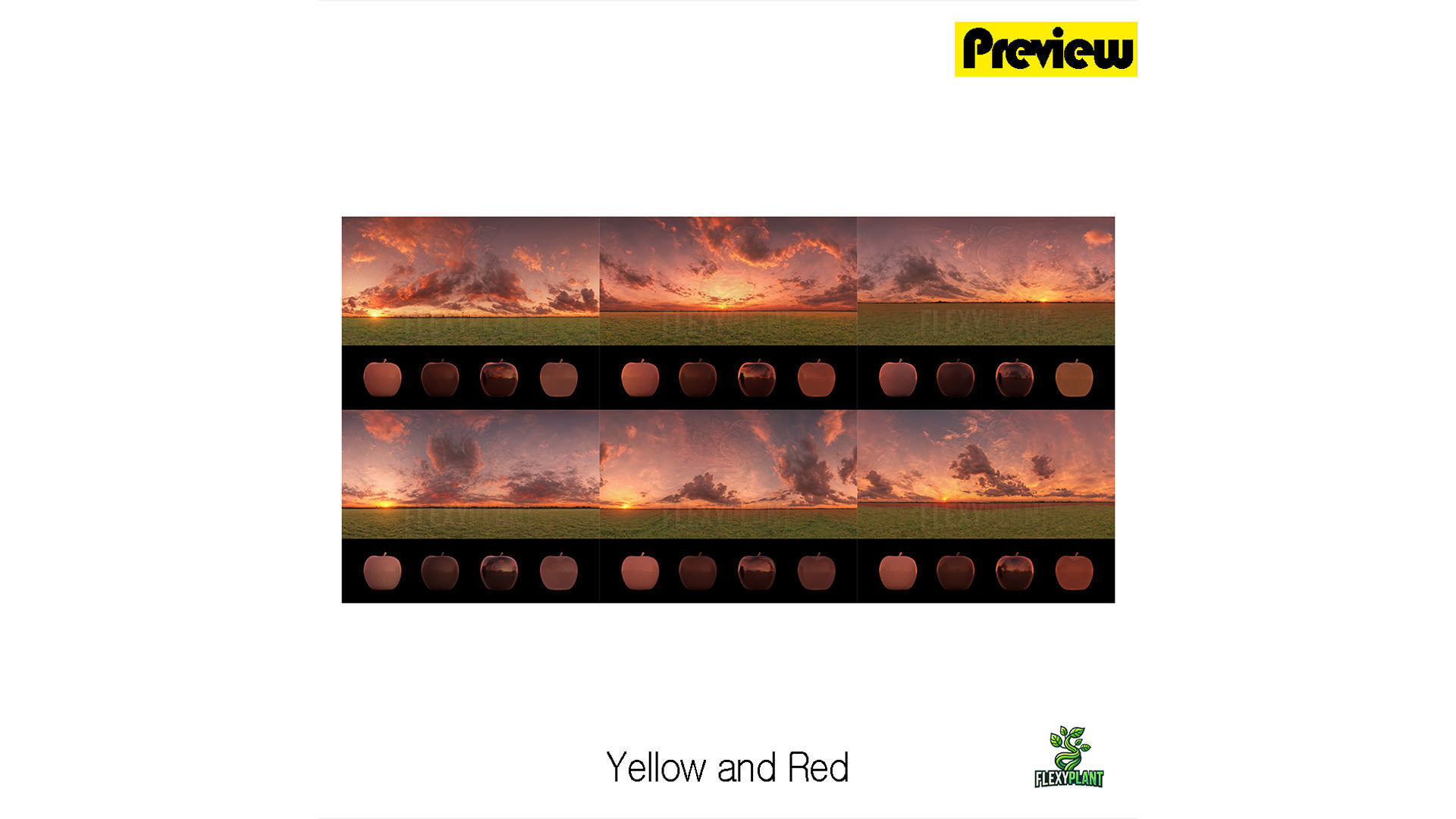 Realistic HDRI 24pcs 12k Beautiful Sunset Low-poly 3D model_3