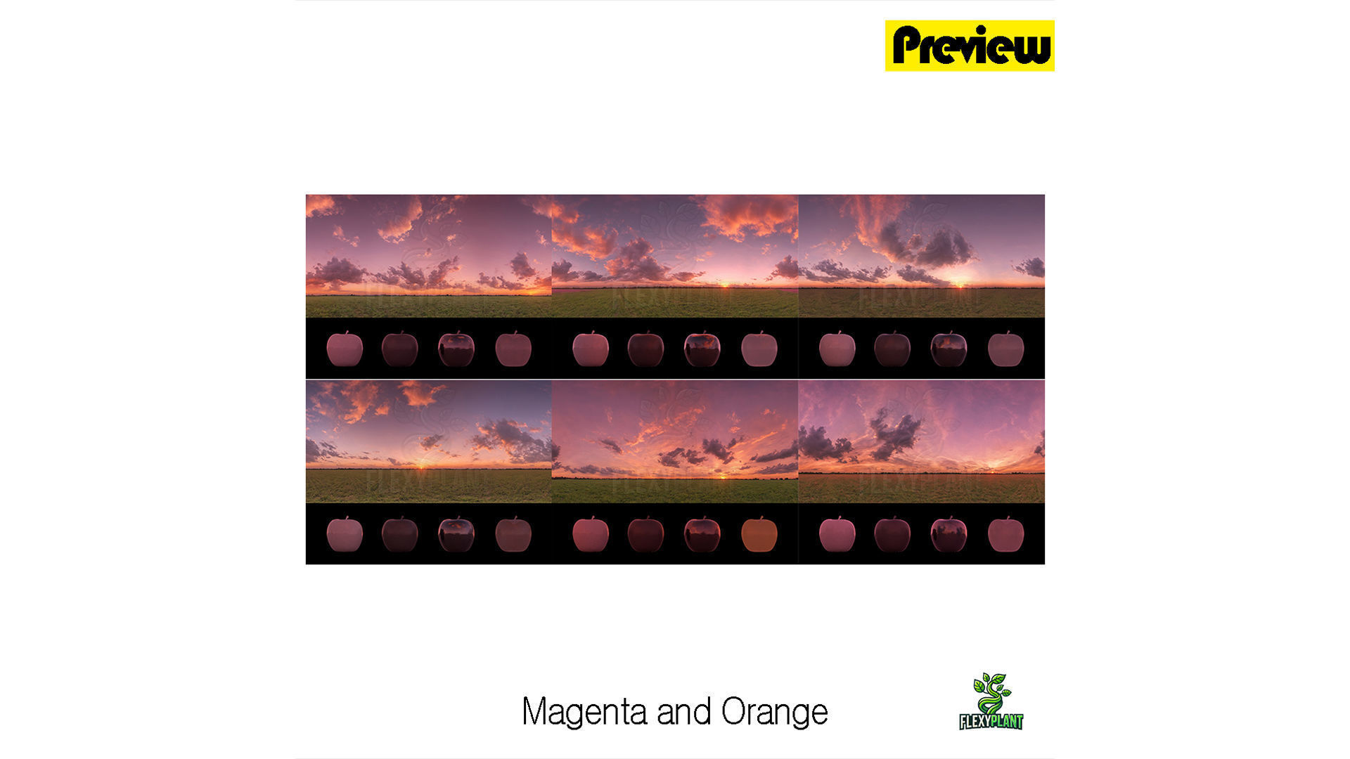 Realistic HDRI 24pcs 12k Beautiful Sunset Low-poly 3D model_4