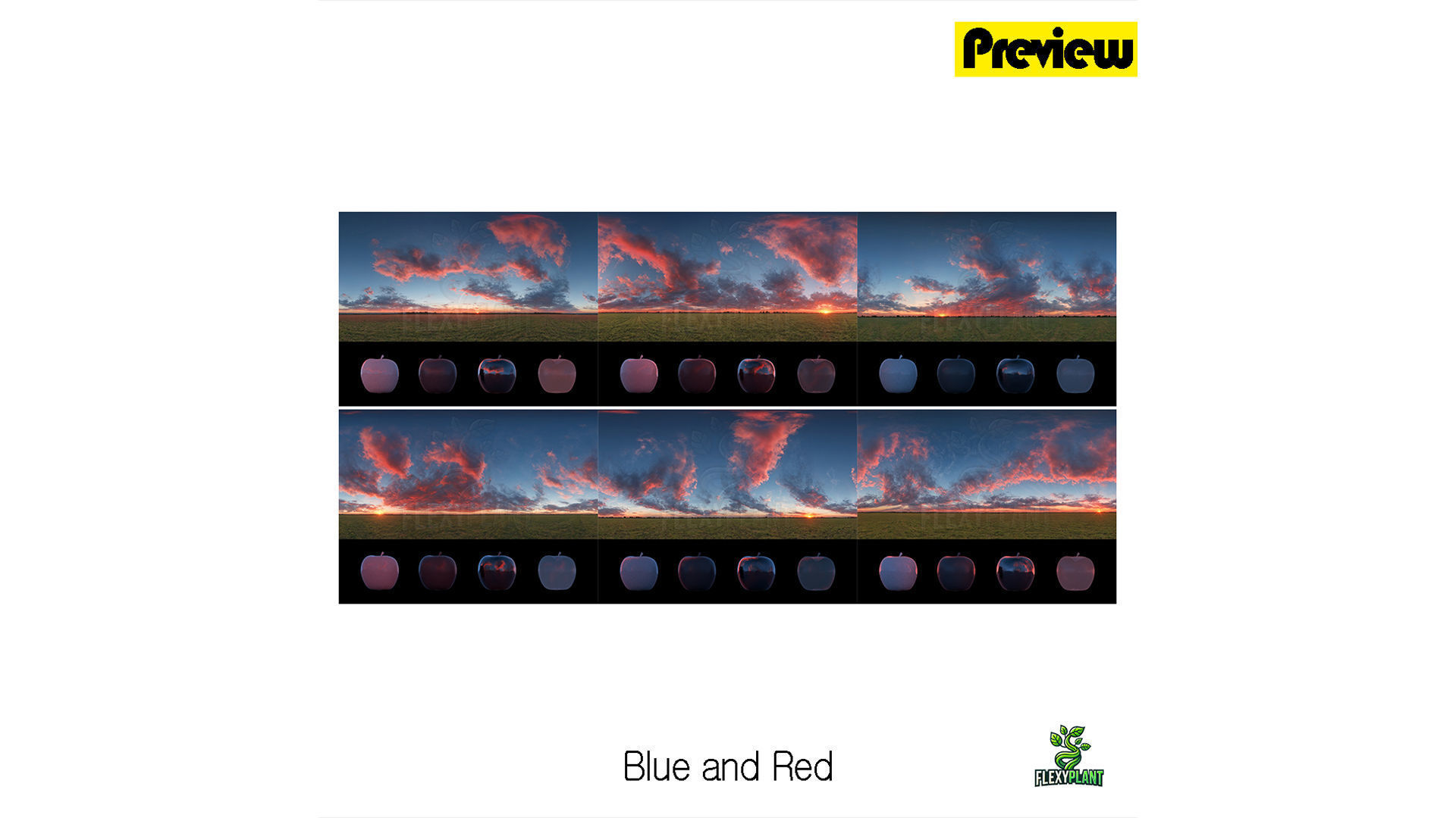 Realistic HDRI 24pcs 12k Beautiful Sunset Low-poly 3D model_2